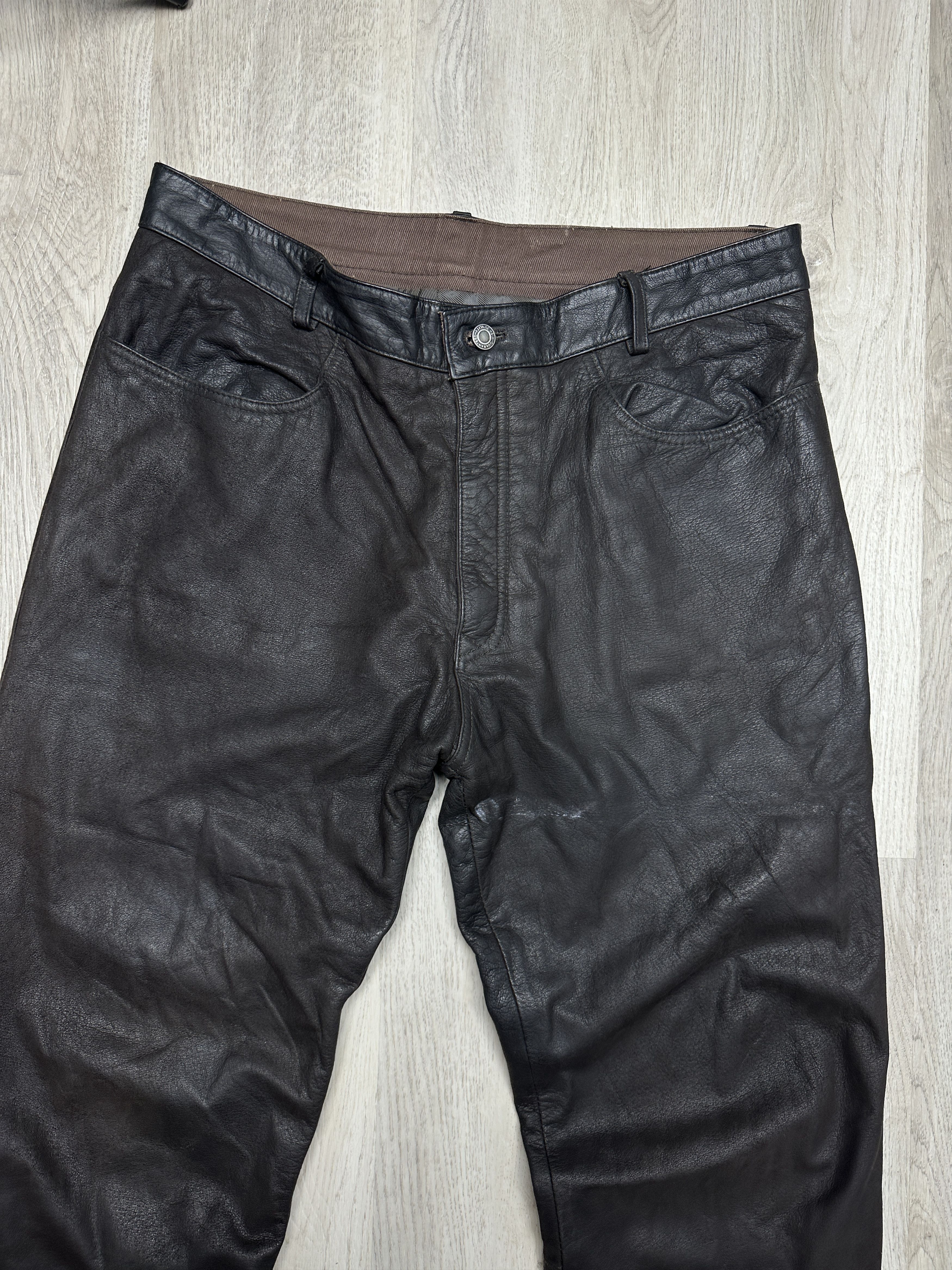 Genuine Leather Ashy Vintage Mens Genuine Leather Pants Biker Motorcycle Size US 38 / EU 54 - 2 Thumbnail