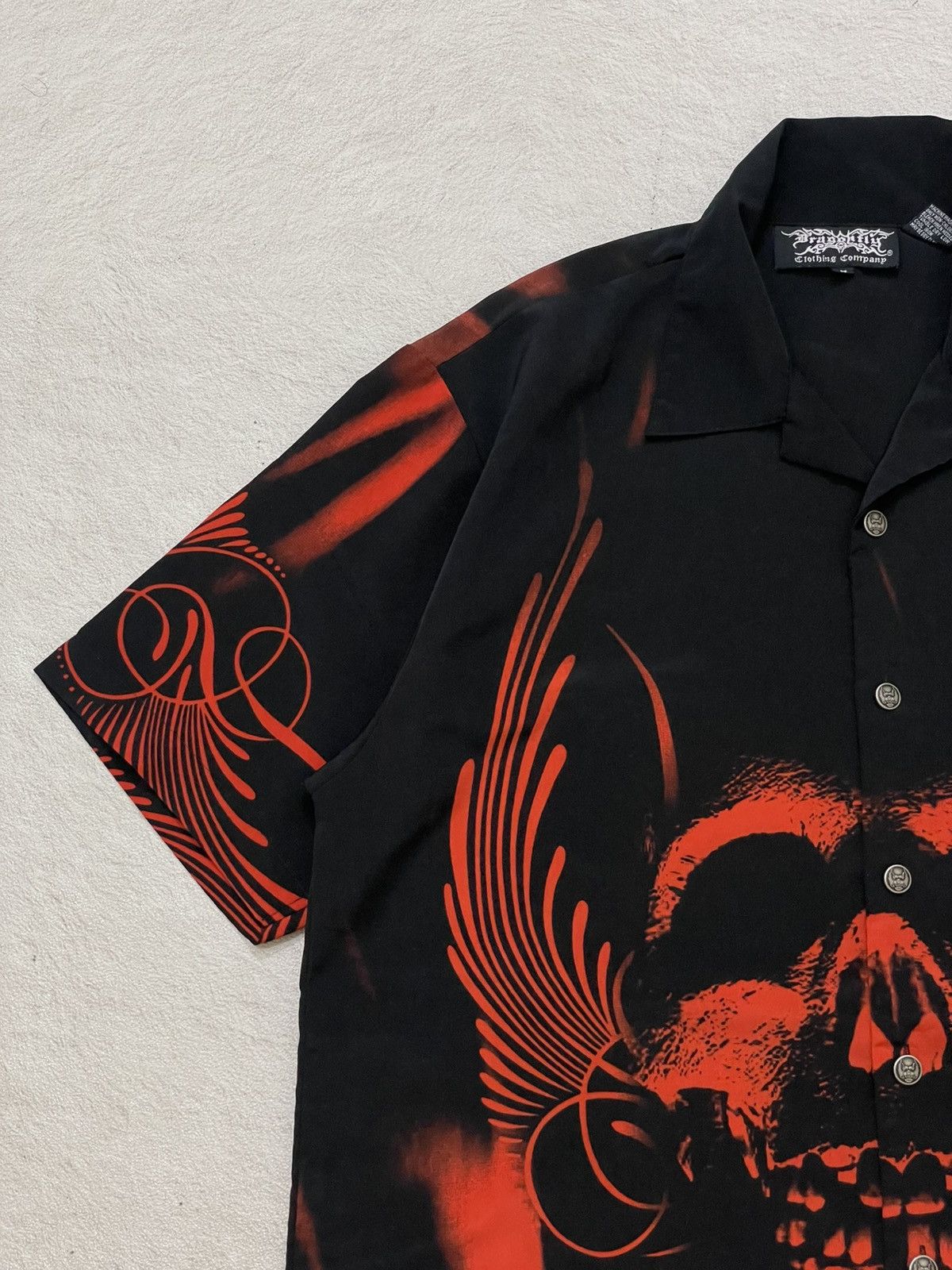 If Six Was Nine 2000s Japan Skull Poem Graphic Open Collar Punk Gothic Shirt Size US XXL / EU 58 / 5 - 3 Thumbnail