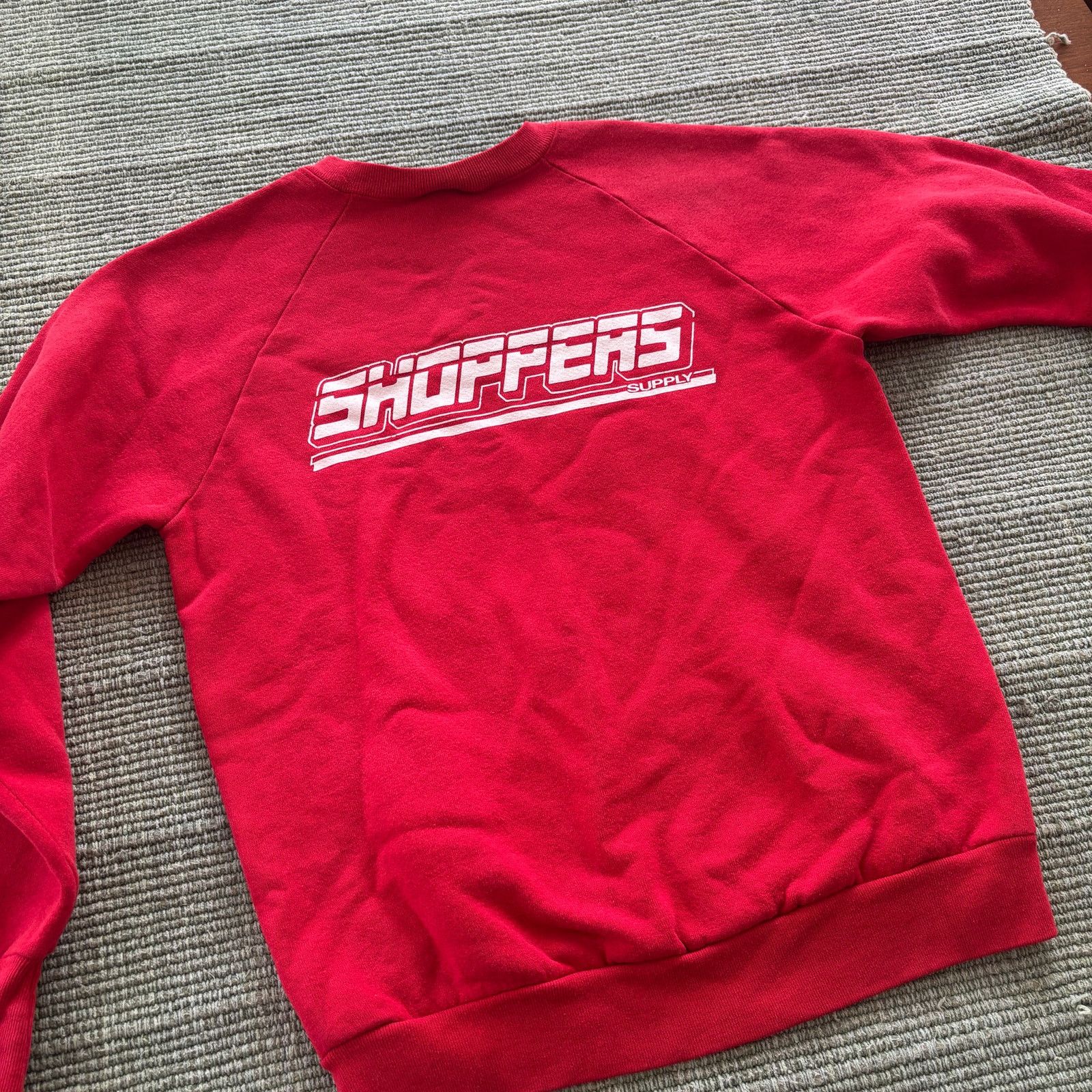 Fruit Of The Loom × Vintage Vintage 80s Red "Shoppers" Kids Sweatshirt Sz M Size US M / EU 48-50 / 2 - 5 Thumbnail