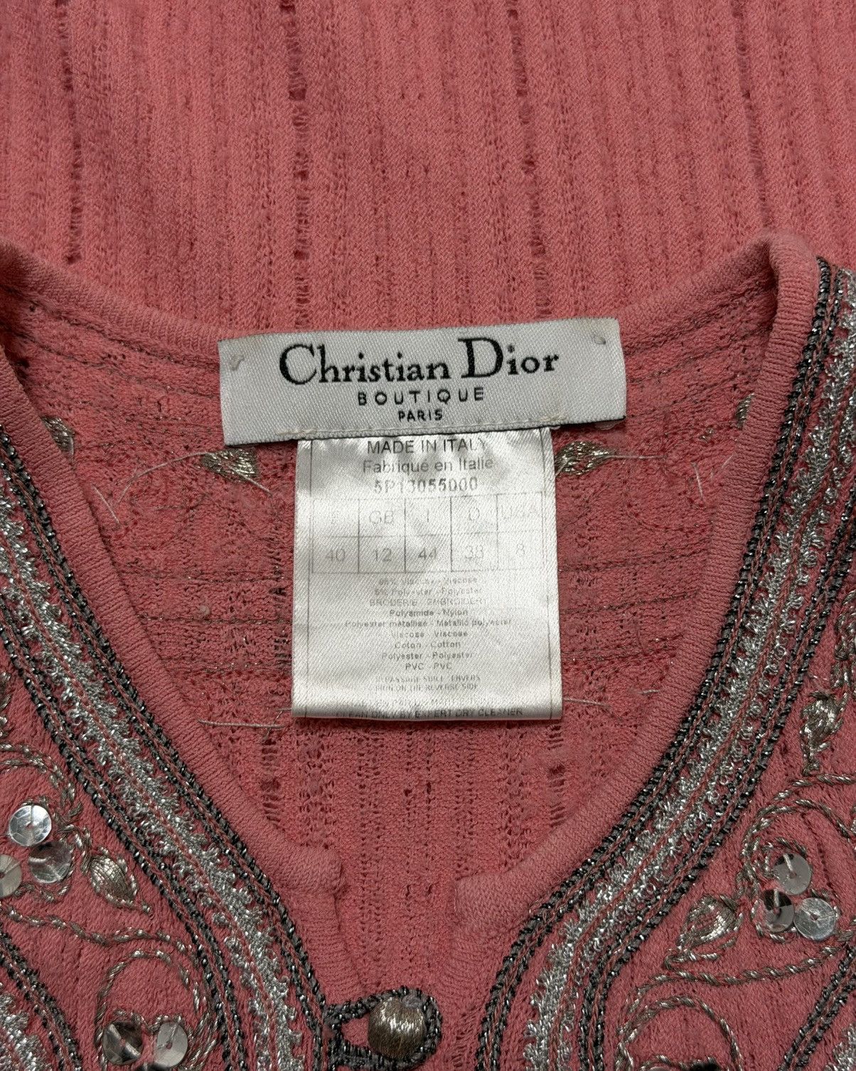 Dior CHRISTIAN DIOR 2005 Ribbed Knit Embroidered Sequin Tank Top Size M / US 6-8 / IT 42-44 - 5 Thumbnail