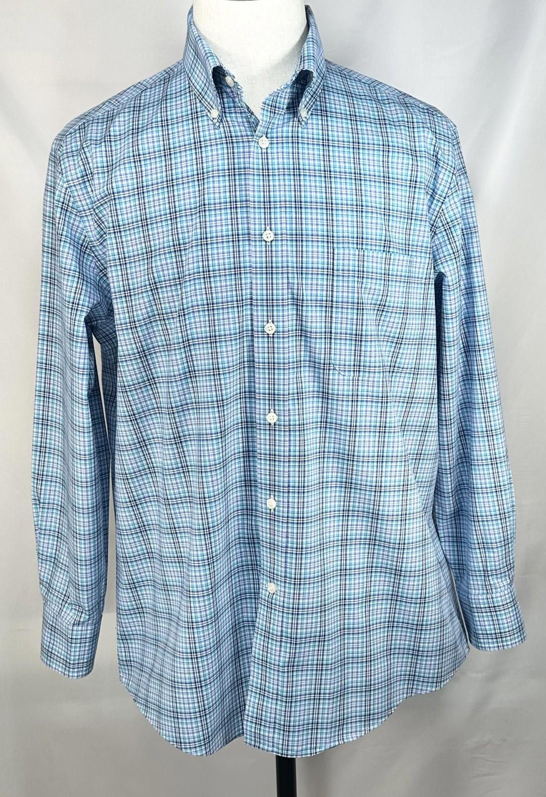 Lauren Ralph Lauren Ralph Lauren Stretch Plaid Button Down Blue Men L 16.5-32/33 Size US L / EU 52-54 / 3 - 1 Thumbnail