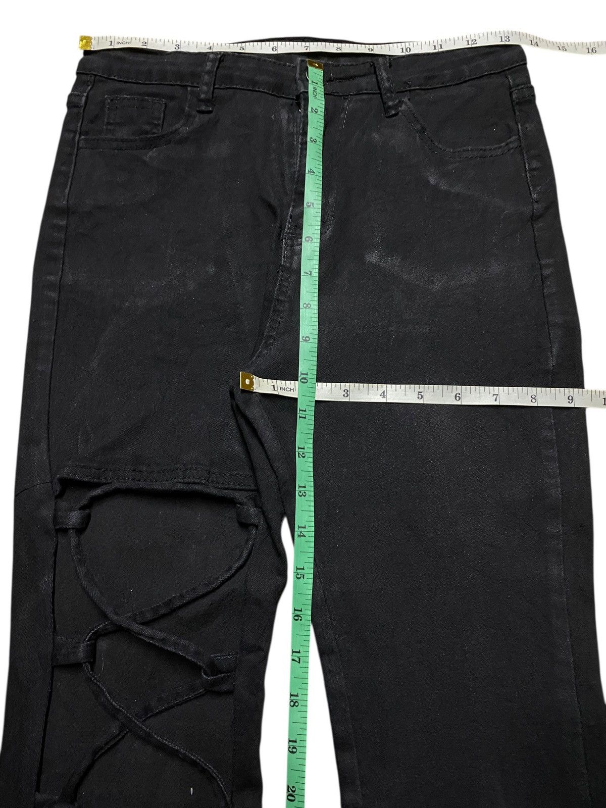 Japanese Brand Vintage Japanese Brand Black Denim lace Up knee Flare Jeans Size US 27 - 12 Thumbnail