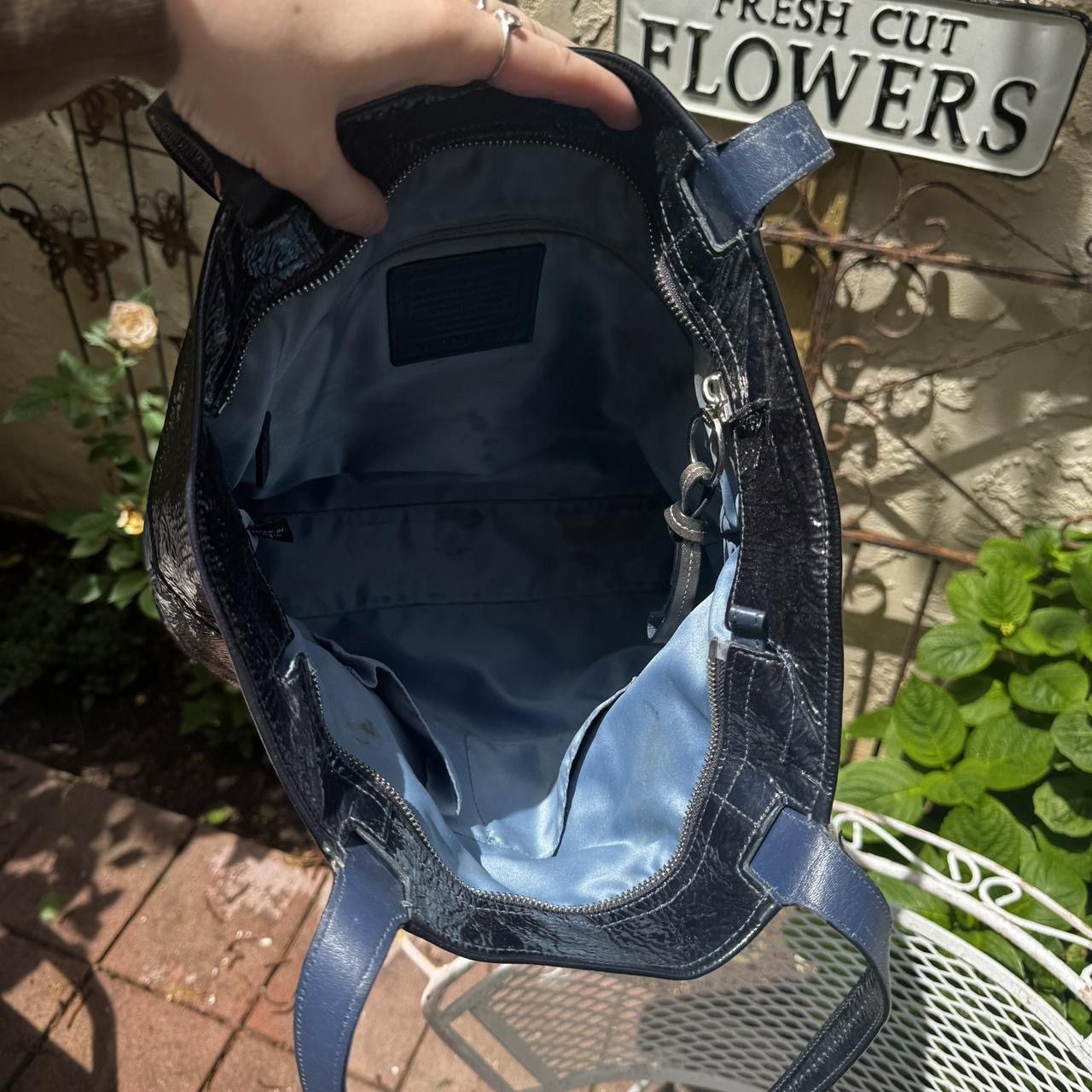 Coach Navy Patent Leather Coach Tote Size ONE SIZE - 6 Thumbnail