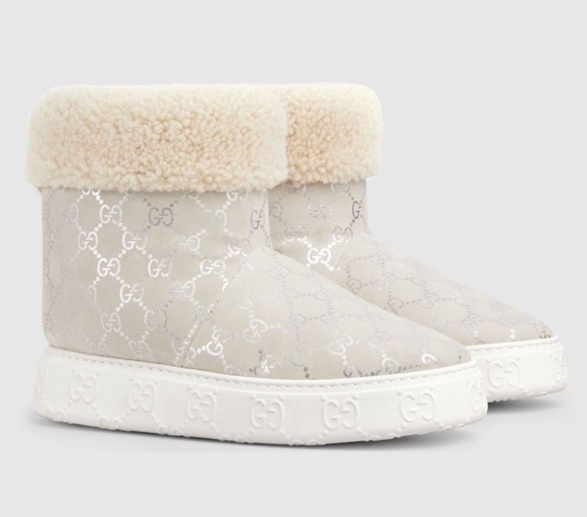 Gucci Monogram Shearling Boots in White Size US 9 / IT 39 - 1 Preview