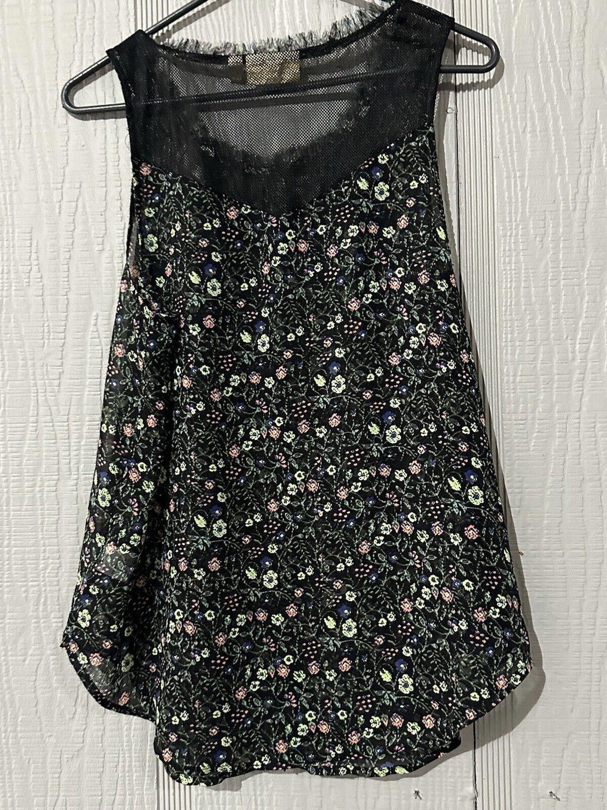 Designer vera wang top Tank Large Cottage Core Floral Black Semisheer Size M / US 6-8 / IT 42-44 - 7 Thumbnail