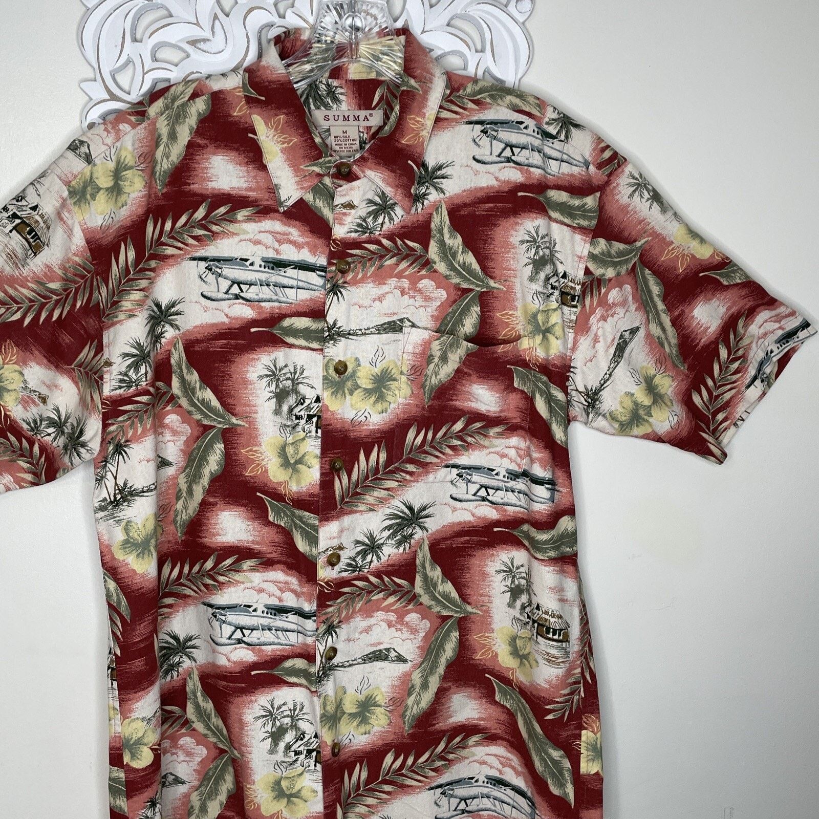 Other SUMMA Men's M Button Up Hawaiian Shirt Silk Cotton Blend Size US M / EU 48-50 / 2 - 4 Thumbnail