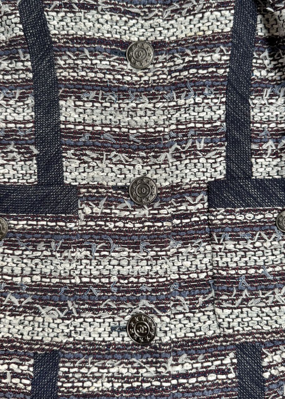 Chanel Chanel SS13 Paris/Singapore Navy Blue White Tweed Jacket Size M / US 6-8 / IT 42-44 - 4 Thumbnail