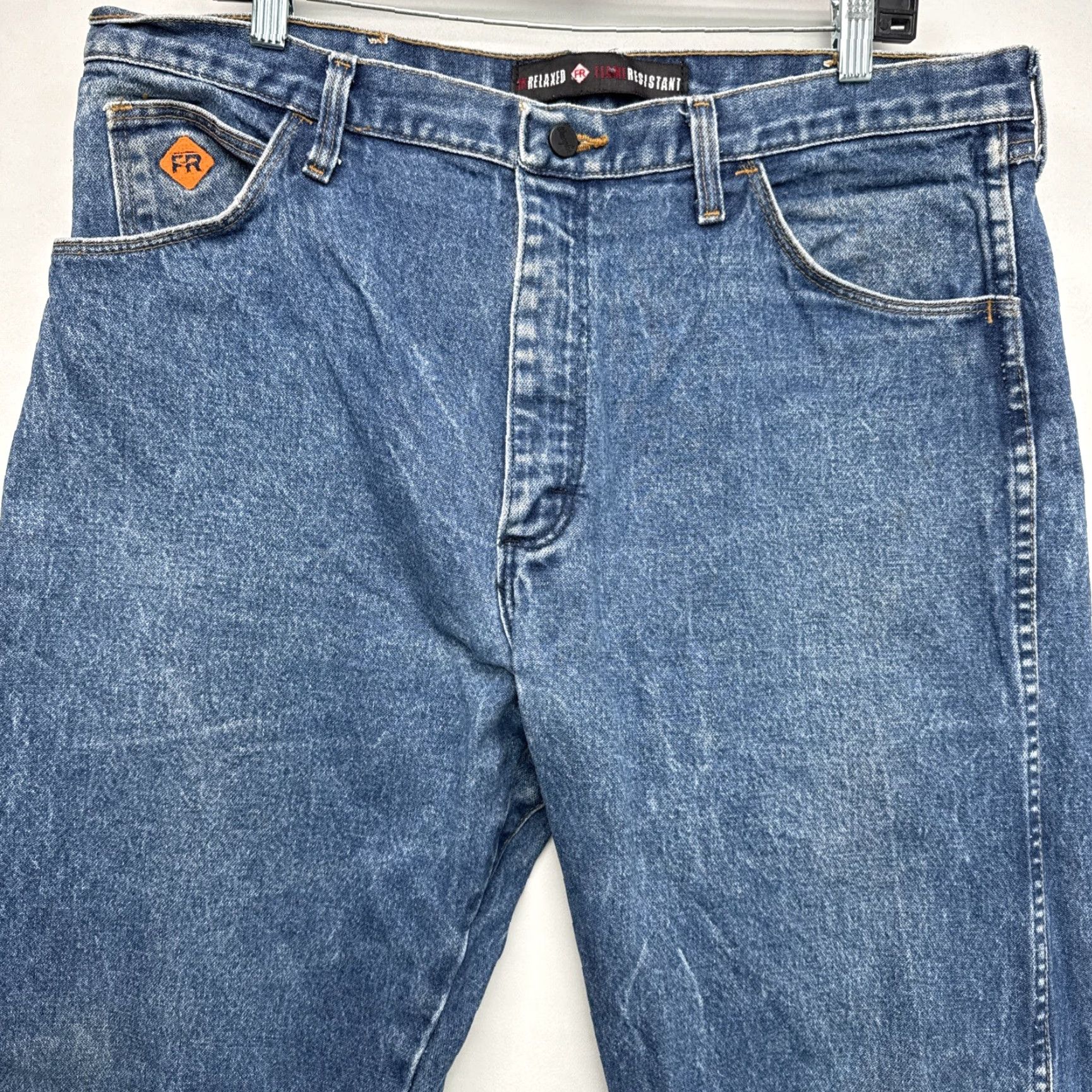Wrangler Wrangler Flame Resistant Jeans Mens 38x32 Relaxed Fit HRC2 FR Workwear Pants Jeans Straight Mens Blue Cotton Denim FRM1WZ Fiesta Workwear Size US 38 / EU 54 - 2 Thumbnail