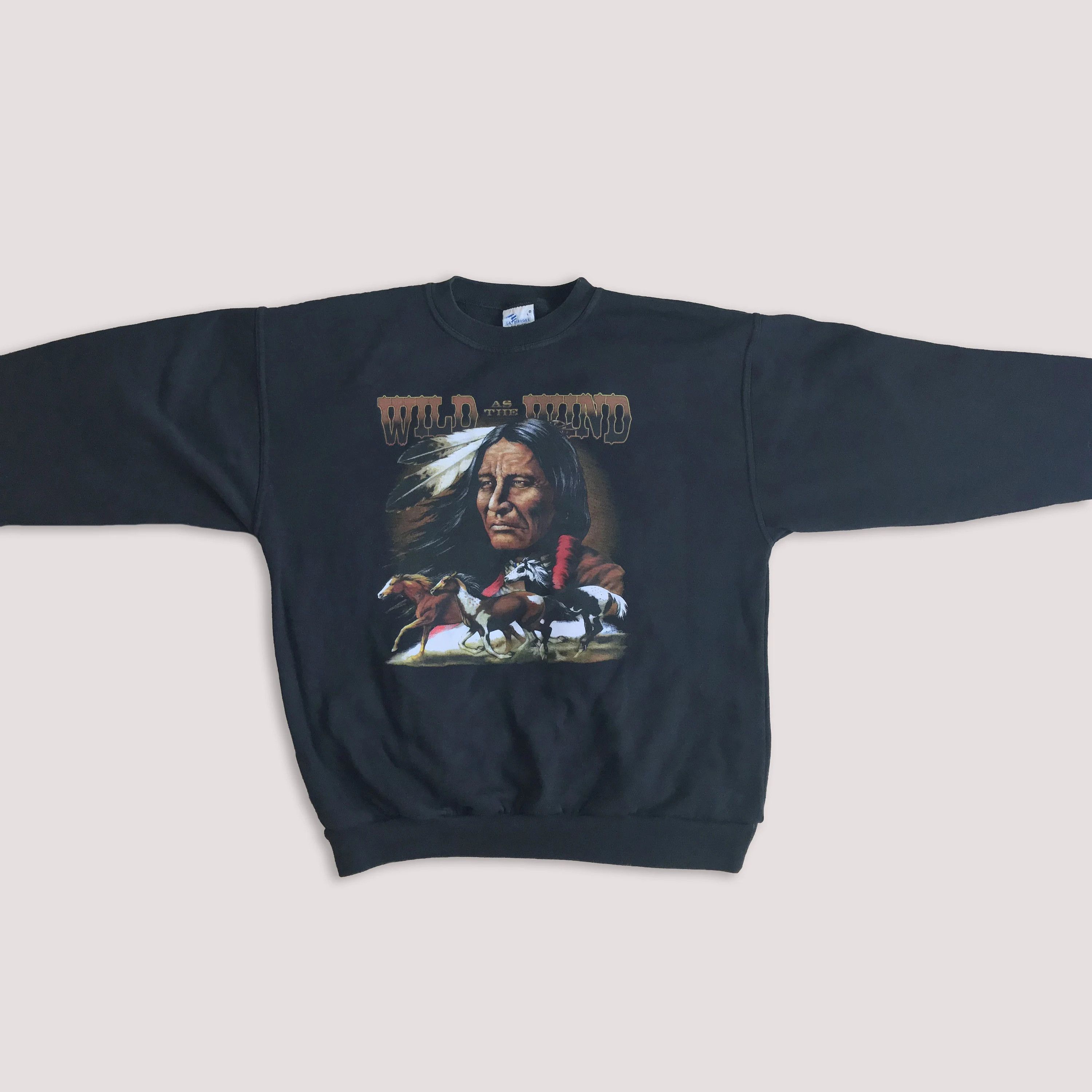 Vintage 80s 90s Native American Sweatshirt Crewneck Horses Mustang Size US M / EU 48-50 / 2 - 8 Thumbnail