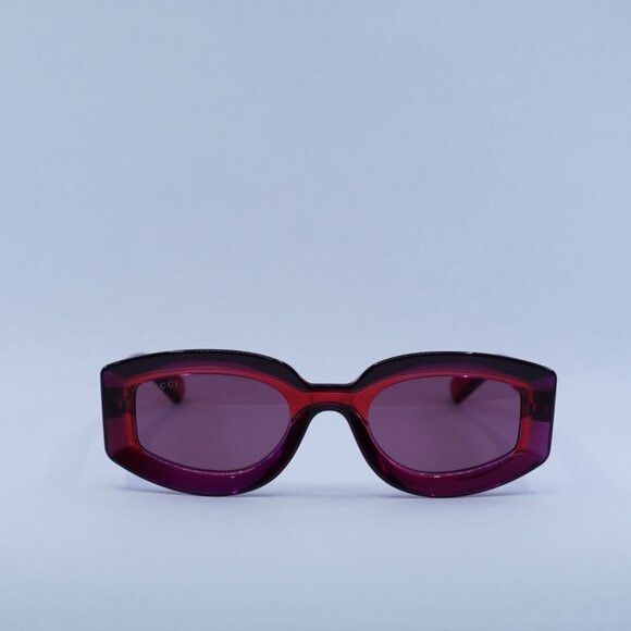 Gucci Gucci GG1719S 004 Sunglasses Transparent Red Geometric Frame Size ONE SIZE - 2 Thumbnail