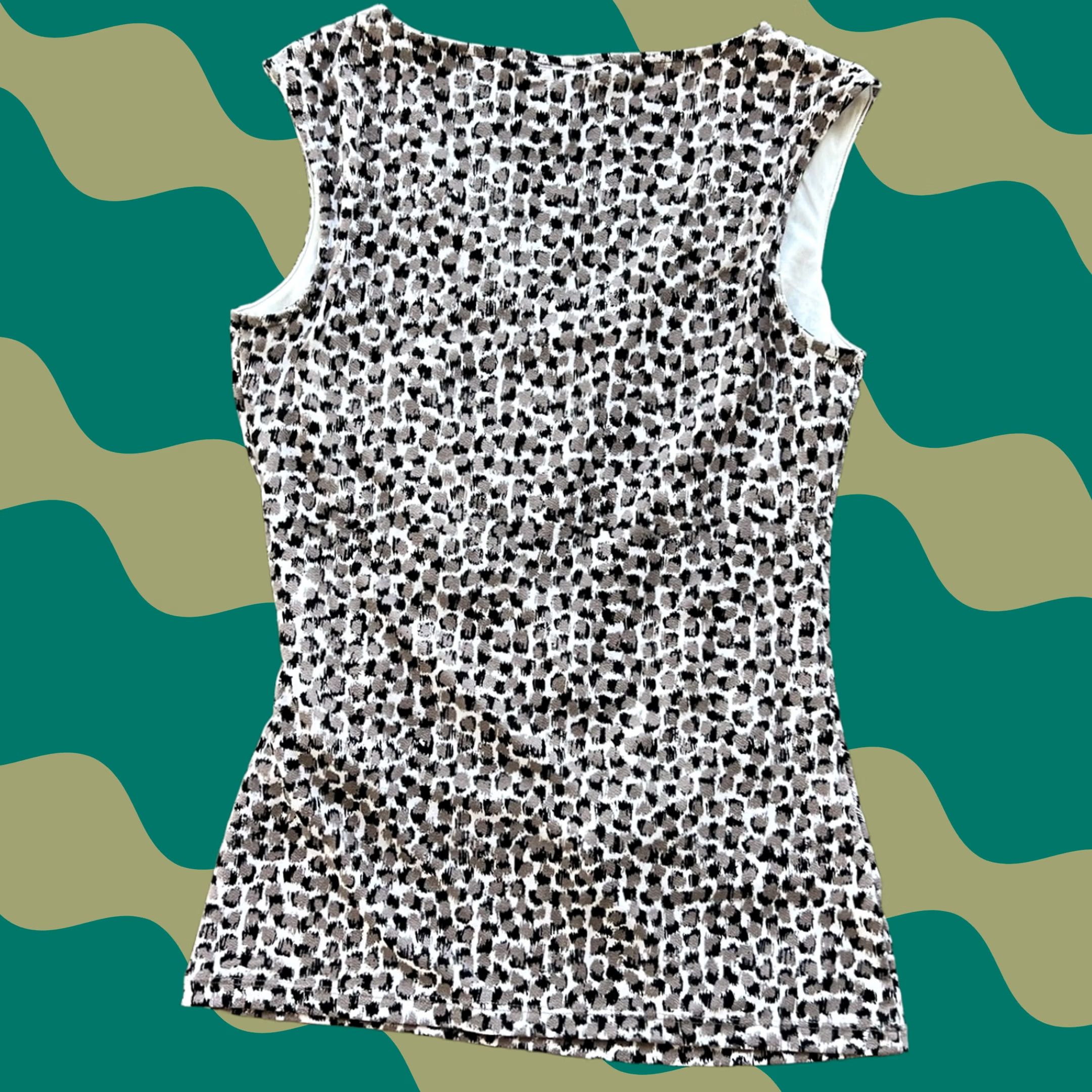 Ann Taylor VINTAGE Ann Taylor Abstract Brown Black Sleeveless Ruched Trim Blouse Top XS Size XS / US 0-2 / IT 36-38 - 1 Thumbnail