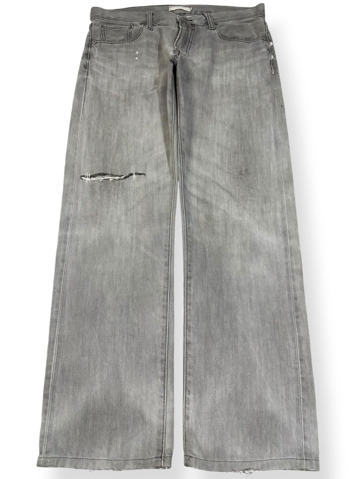 Undercover × Uniqlo Vintage Y2K Uniqlo Selvedge Grey Faded Distressed Jeans Size US 33 - 2 Thumbnail