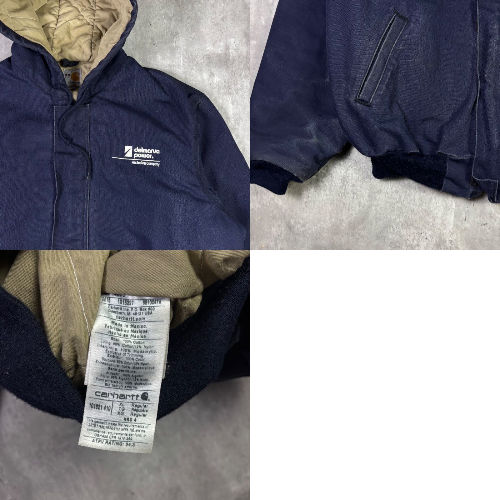 Carhartt VINTAGE Carhartt FR Flame Resistant Hooded Jacket Navy Blue Canvas Mens XL Delmarva Size US XL / EU 56 / 4 - 8 Thumbnail