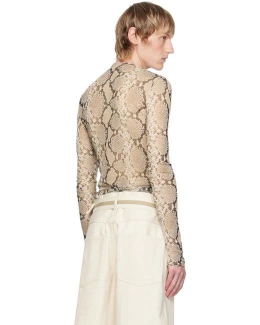 Jil Sander o1s22i1n1024 Long-Sleeved Silk T-Shirt in Neutro Size US M / EU 48-50 / 2 - 3 Thumbnail