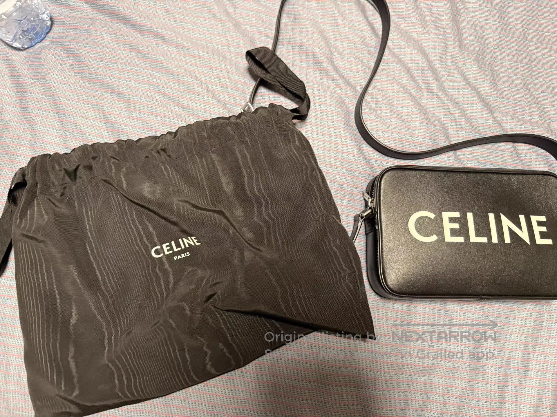 Celine Black Leather Crossbody Bag with Logo. Size ONE SIZE - 8 Thumbnail