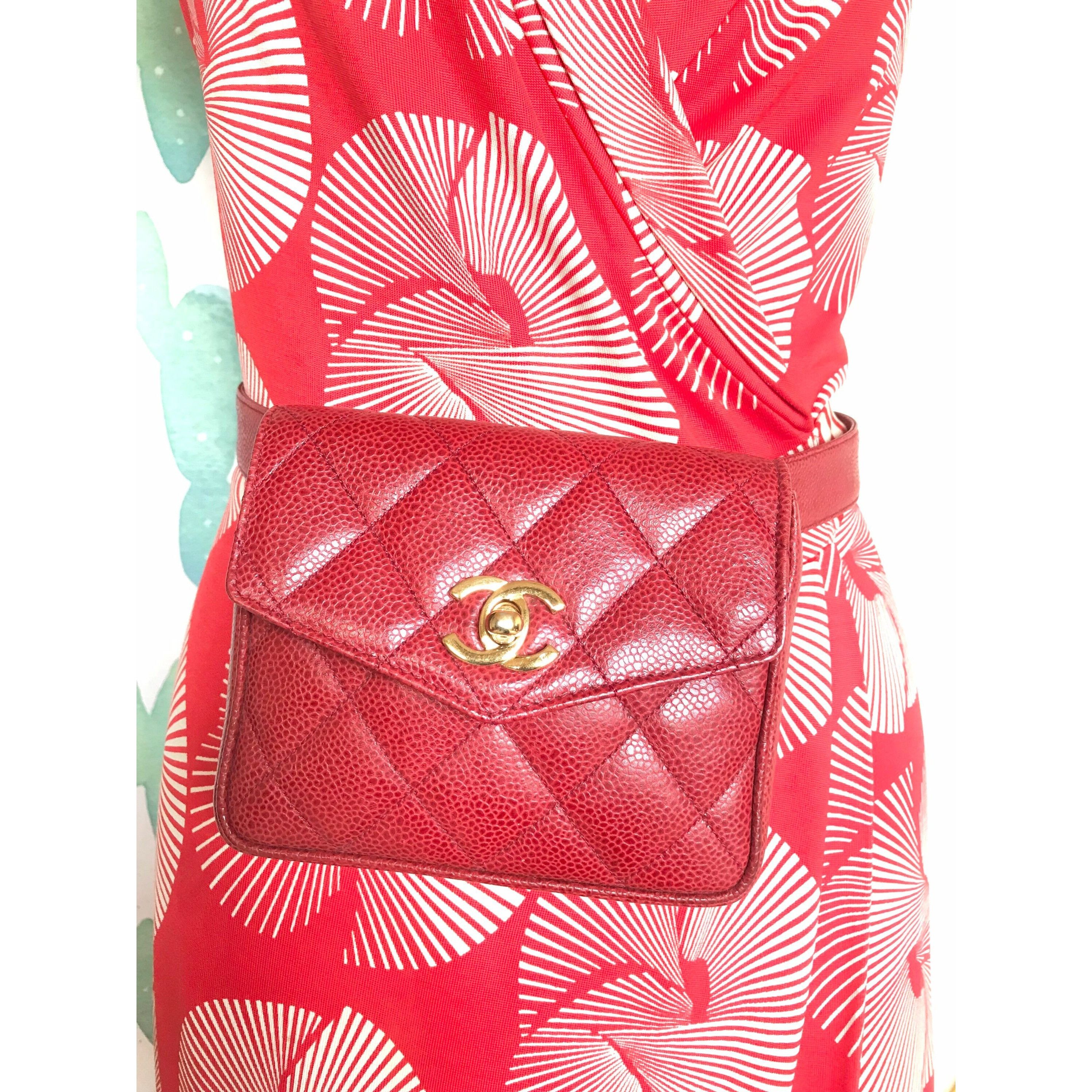 Chanel Vintage CHANEL 2.55 red caviar waist bag, fanny pack with be Size ONE SIZE - 1 Thumbnail