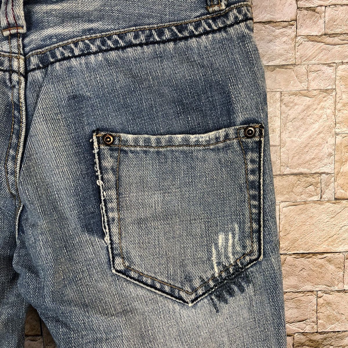 Japanese Brand A:R Blue Distressed ripped patchwork Denim Pants #A957 Size US 28 / EU 44 - 20 Thumbnail