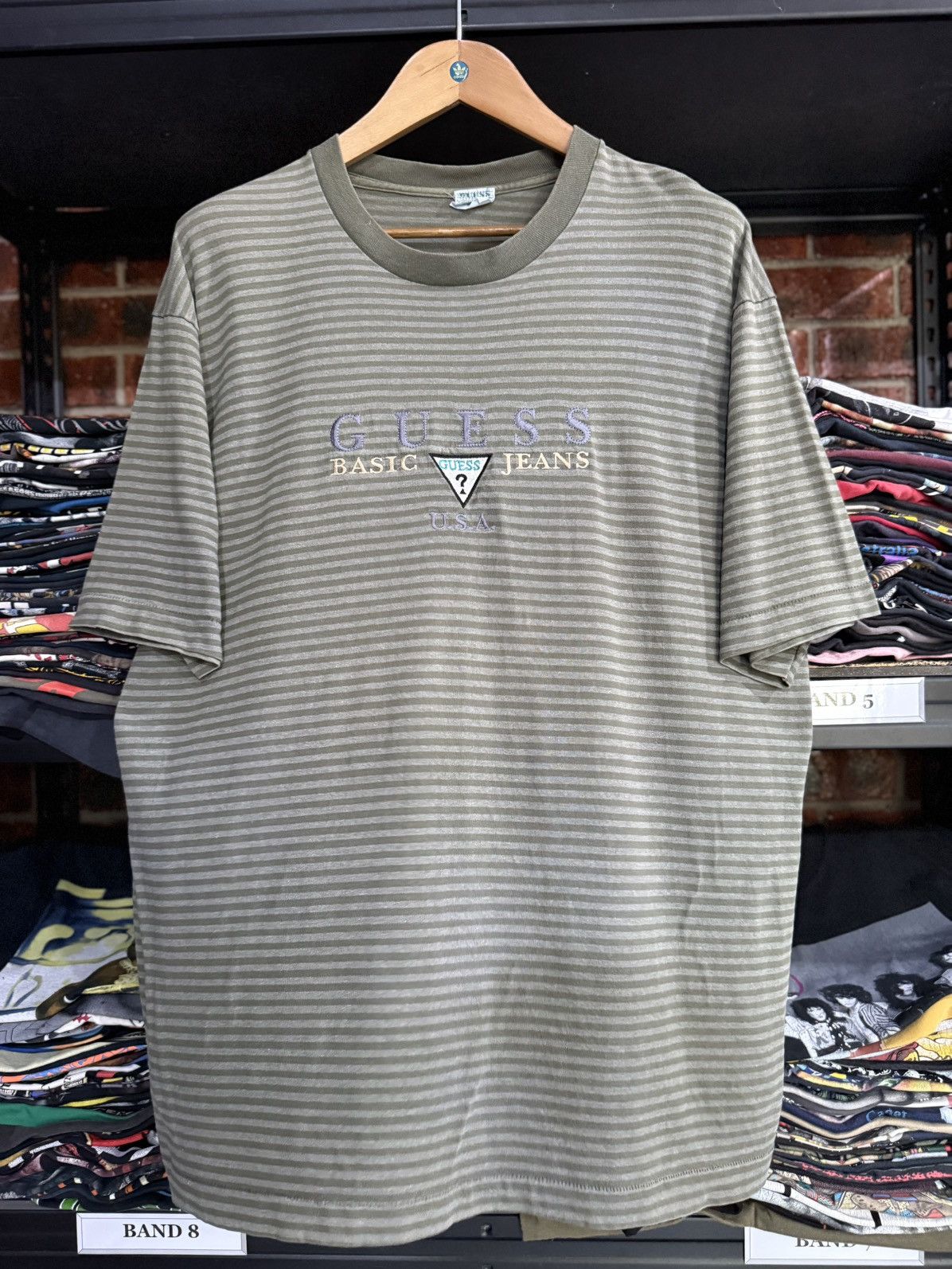 Guess × Vintage Vintage 90s Guess Georges Marciano Stripe Faded Tee Size US XL / EU 56 / 4 - 1 Thumbnail