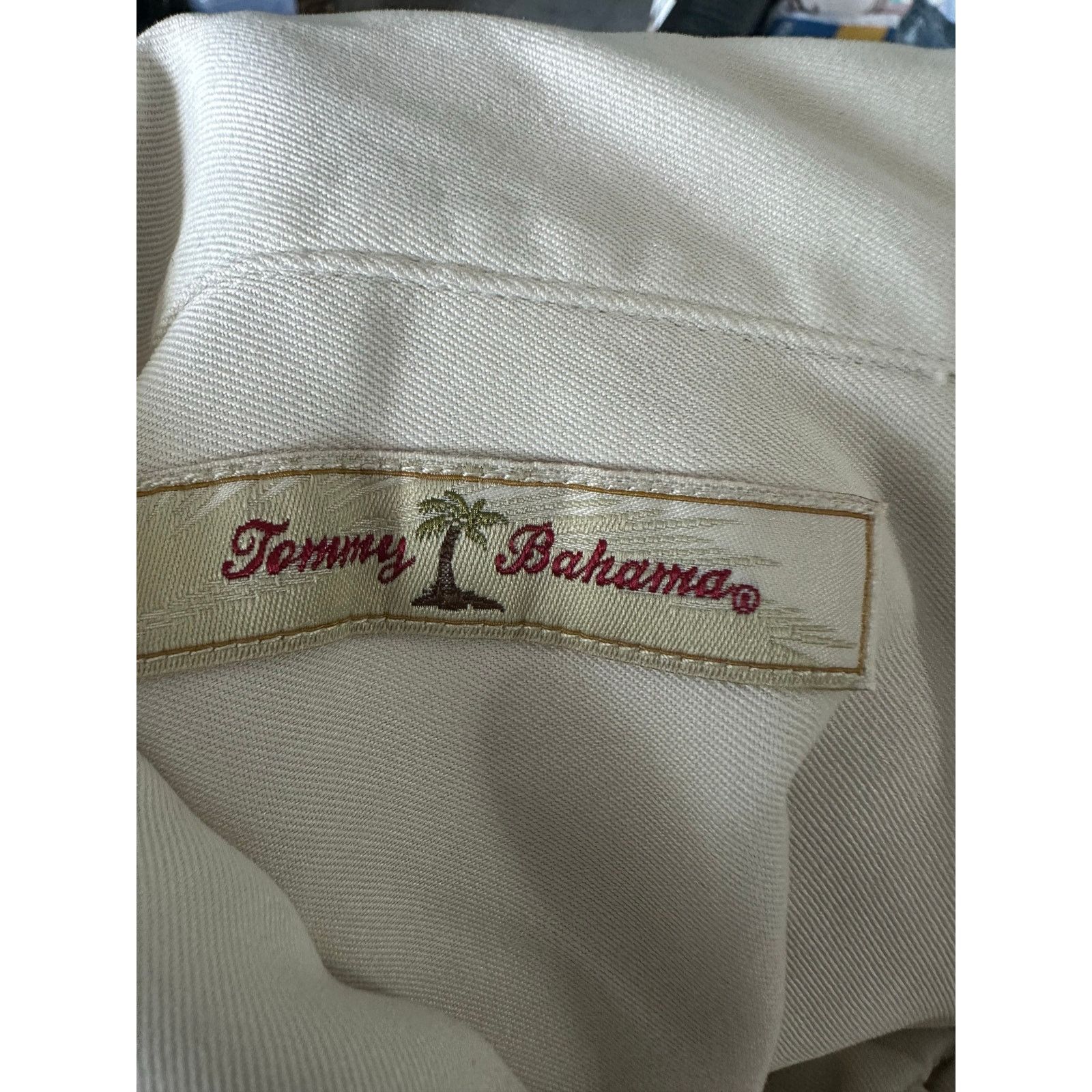 Tommy Bahama Tommy Bahama Silk Short Sleeve Button-Up Cream Shirt Size US L / EU 52-54 / 3 - 9 Thumbnail