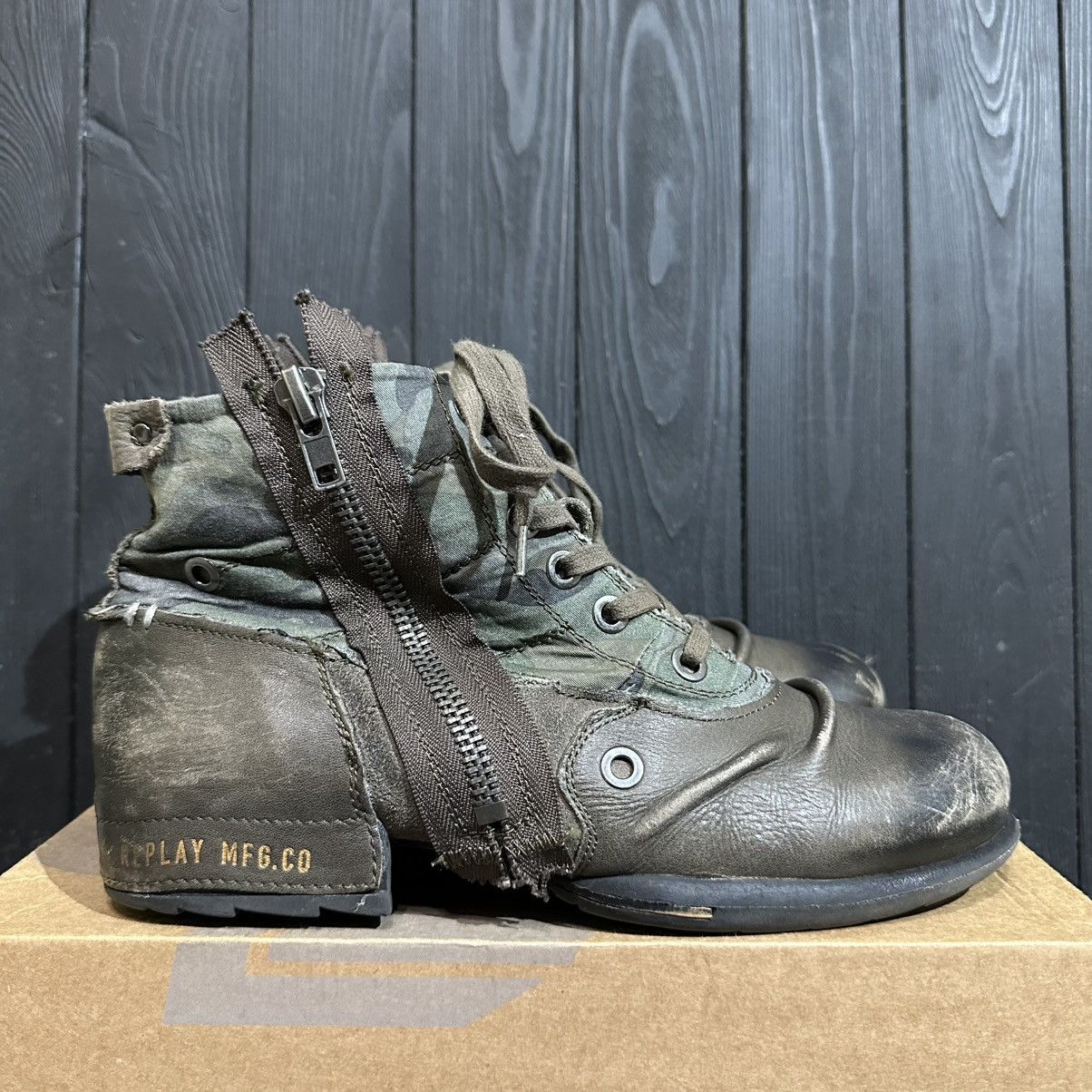 Replay Men’s Leather Boots 42eu 9us 27.5cm rick Owens Style