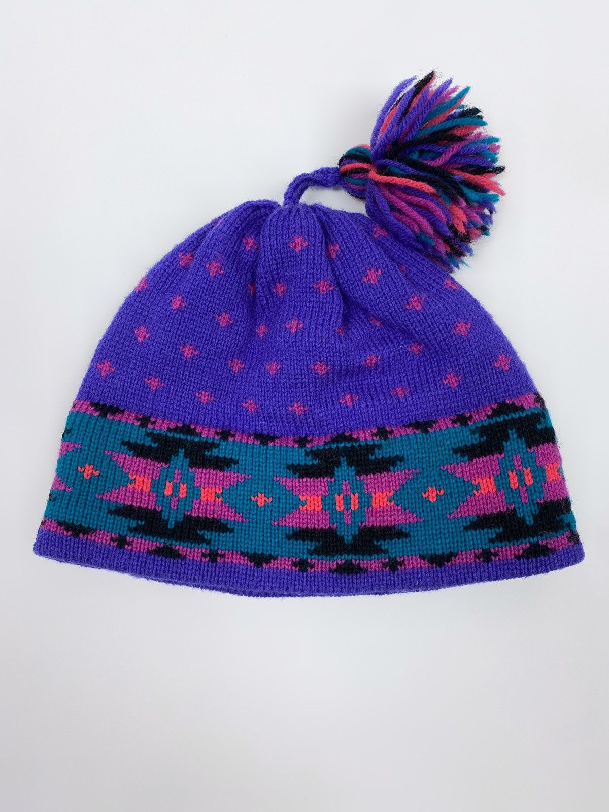 Vintage 1990’s Vintage Novelty Knitwear Aztec Toque Beanie Hat Size ONE SIZE - 4 Thumbnail