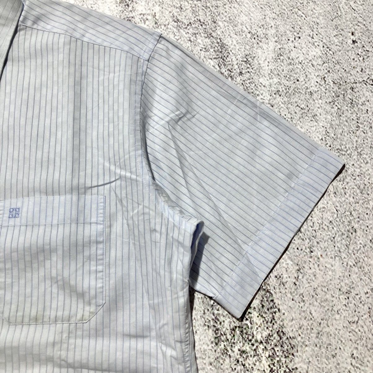 Givenchy 1990s Vintage Givenchy Men Stripe Pocket Shirt Blue Luxury Size US XL / EU 56 / 4 - 7 Thumbnail