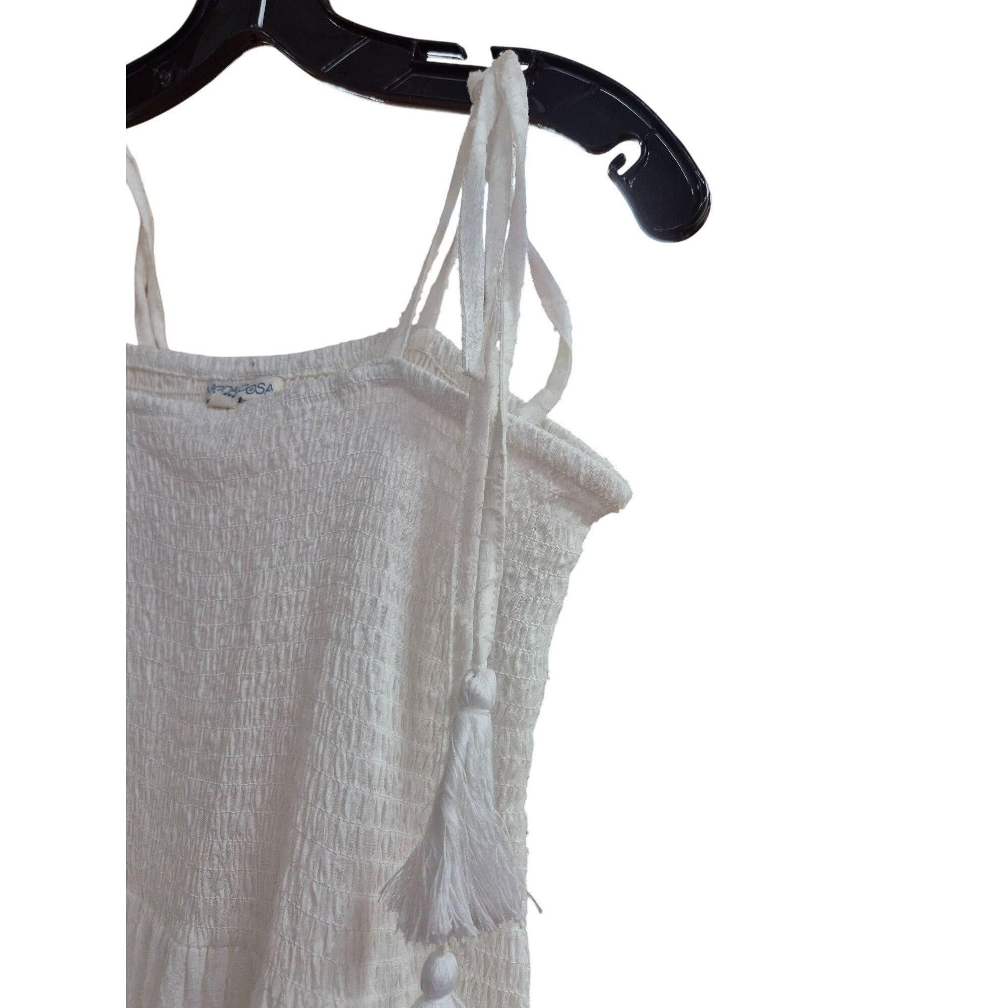 Other White Smocked Maxi Dress With Tassel Straps by Moda Posa Size M / US 6-8 / IT 42-44 - 3 Thumbnail