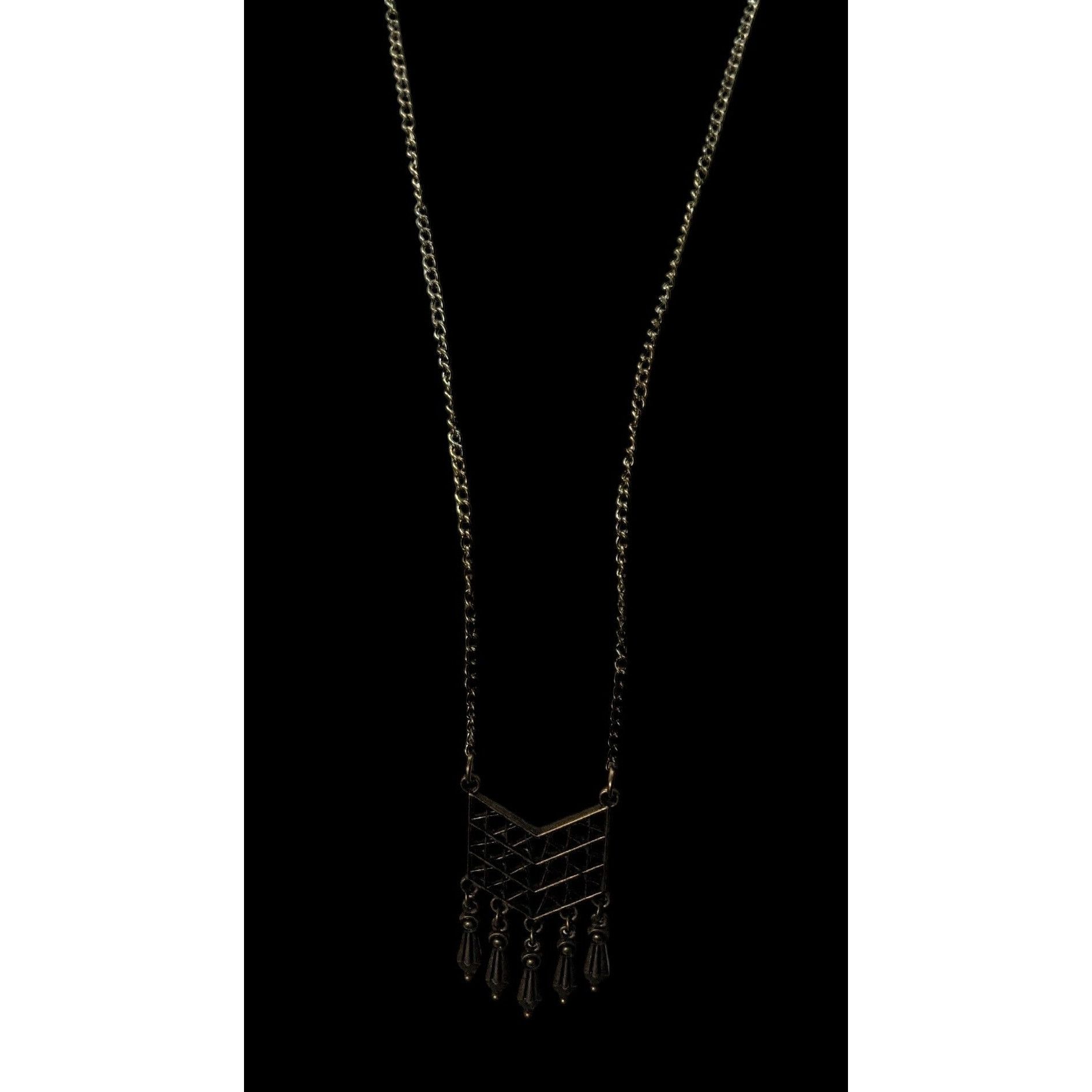 Other Bohemian Geometric Antiqued Gold Tone Fringe Pendant Necklac Size ONE SIZE - 5 Thumbnail