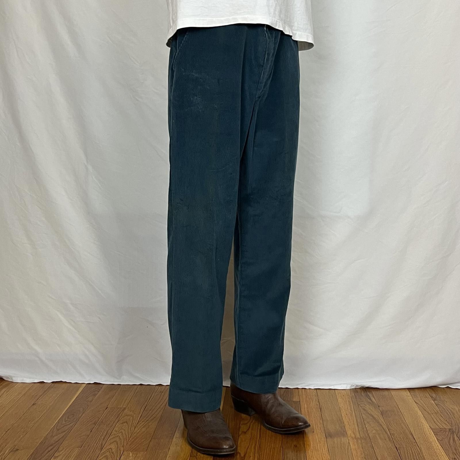Vintage VTG 70S ESQUIRE TEAL CORDUROY STRAIGHT CASUAL PANTS 36X32 Size US 36 / EU 52 - 2 Thumbnail
