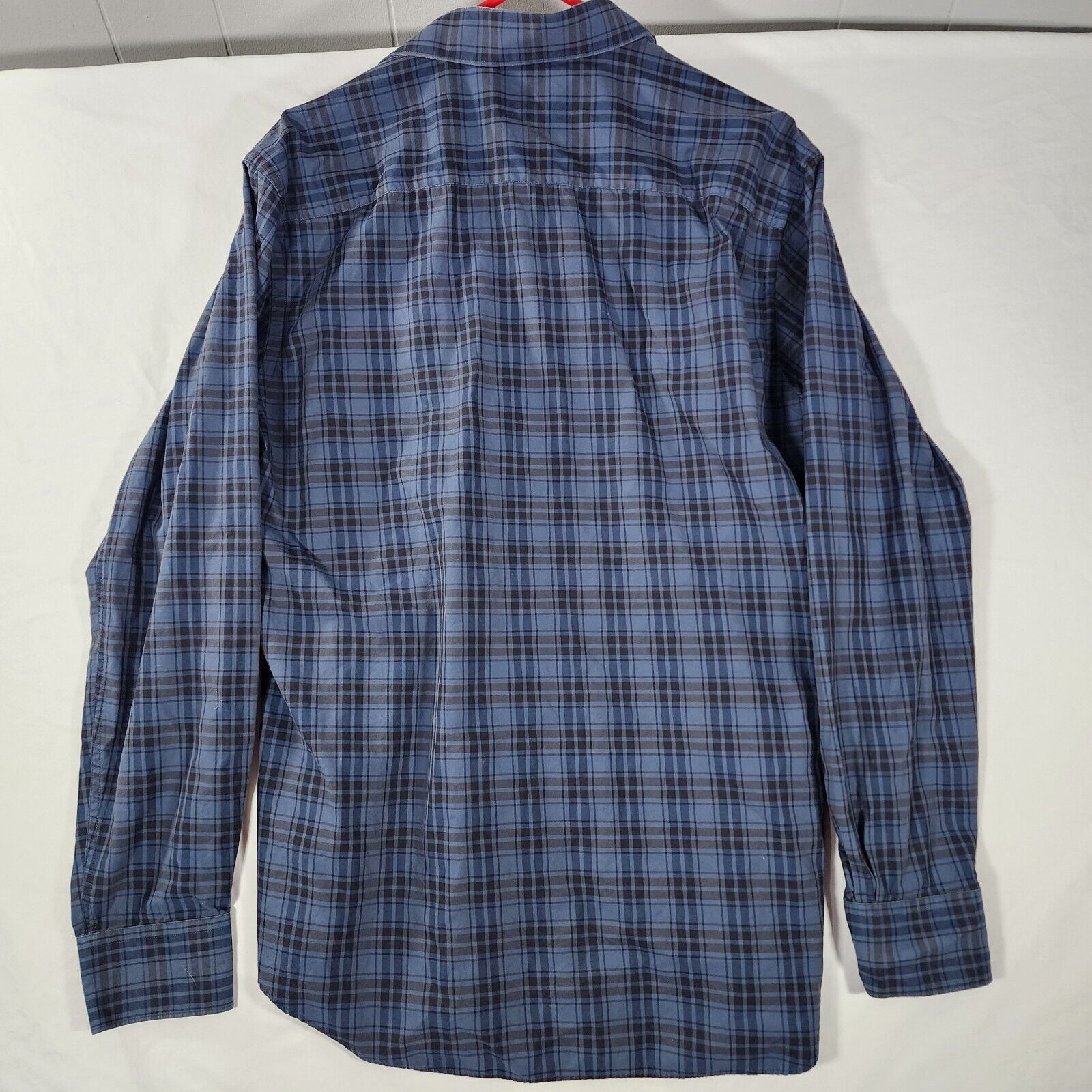 BUGATCHI Bugatchi Uomo Shaped Fit Shirt LG Blue Plaid Flip Cuff Blue Size US L / EU 52-54 / 3 - 2 Thumbnail