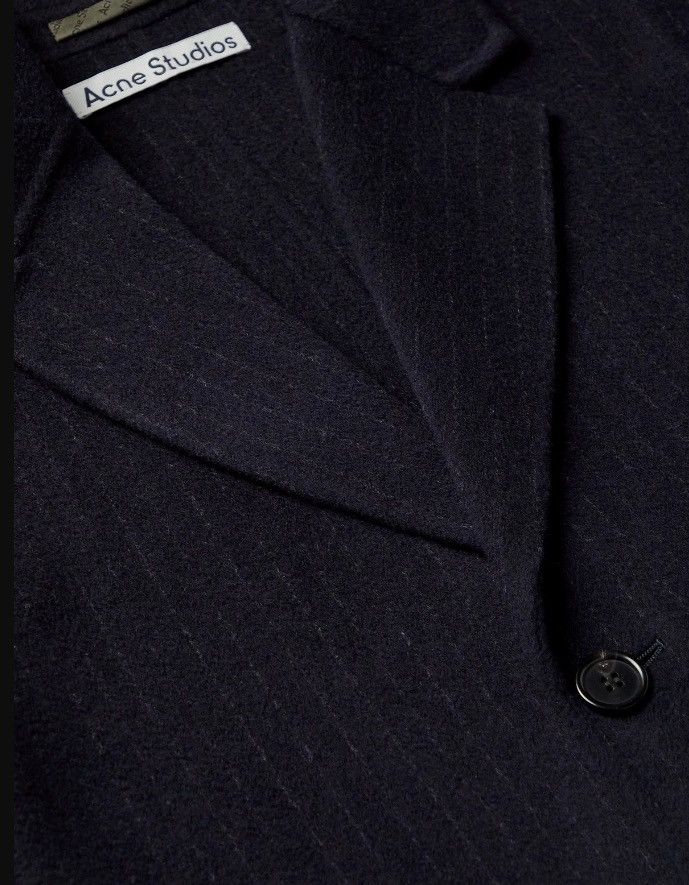 Acne Studios Acne Studios - Pinstriped Double-Faced Wool Coat - Navy Blue Size US M / EU 48-50 / 2 - 2 Thumbnail