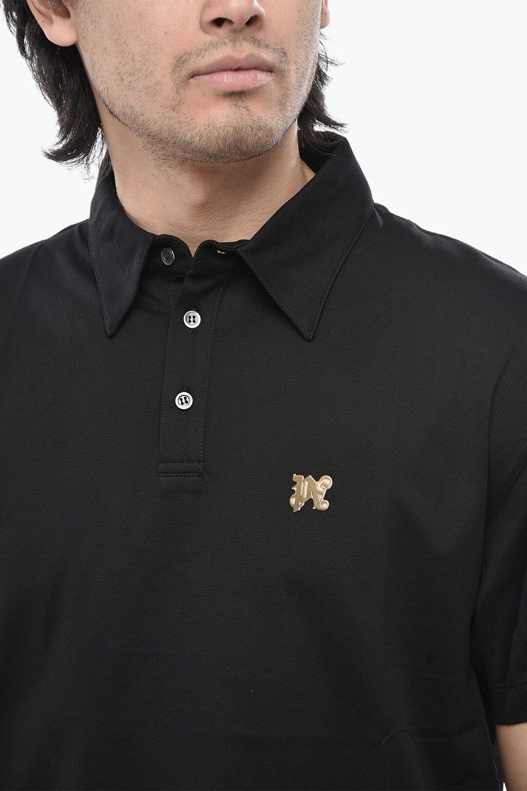 Palm Angels og1mm0226 Hopsack Cotton Polo Shirt in Black Size US S / EU 44-46 / 1 - 3 Thumbnail