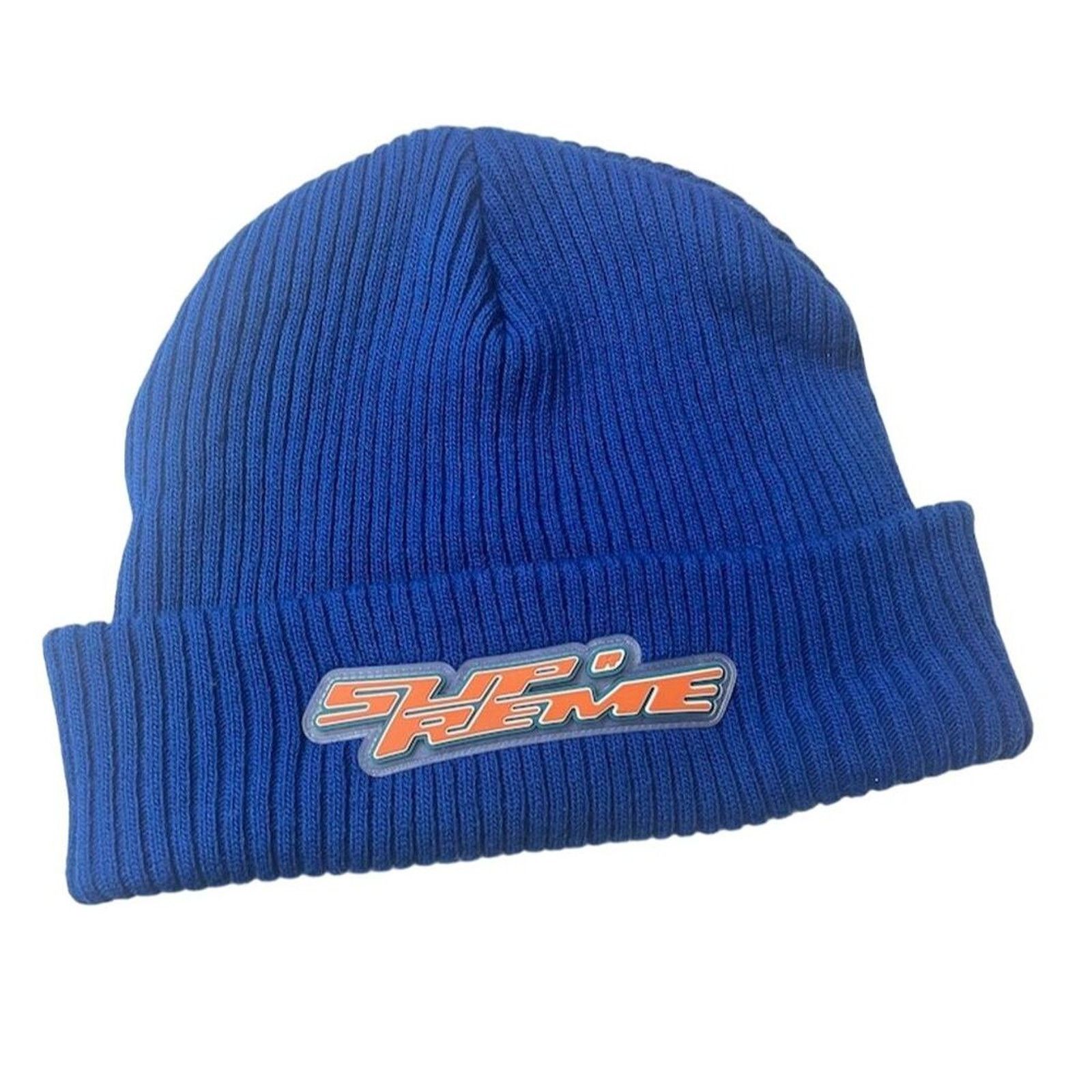 Supreme Supreme Men's Blue Beanie Hat One Size Raised Logo Patch | Grailed