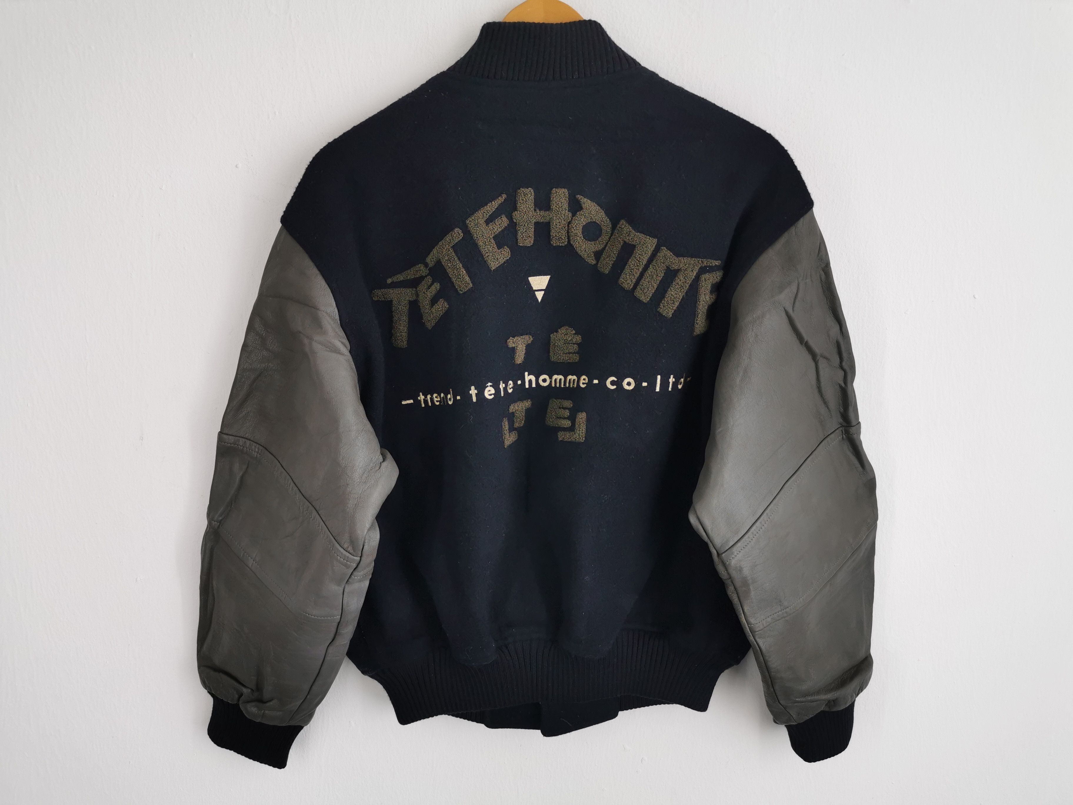 Issey Miyake Vintage 90's Tete Home Issey Miyake Varsity Wool Leather Size US XL / EU 56 / 4 - 3 Thumbnail