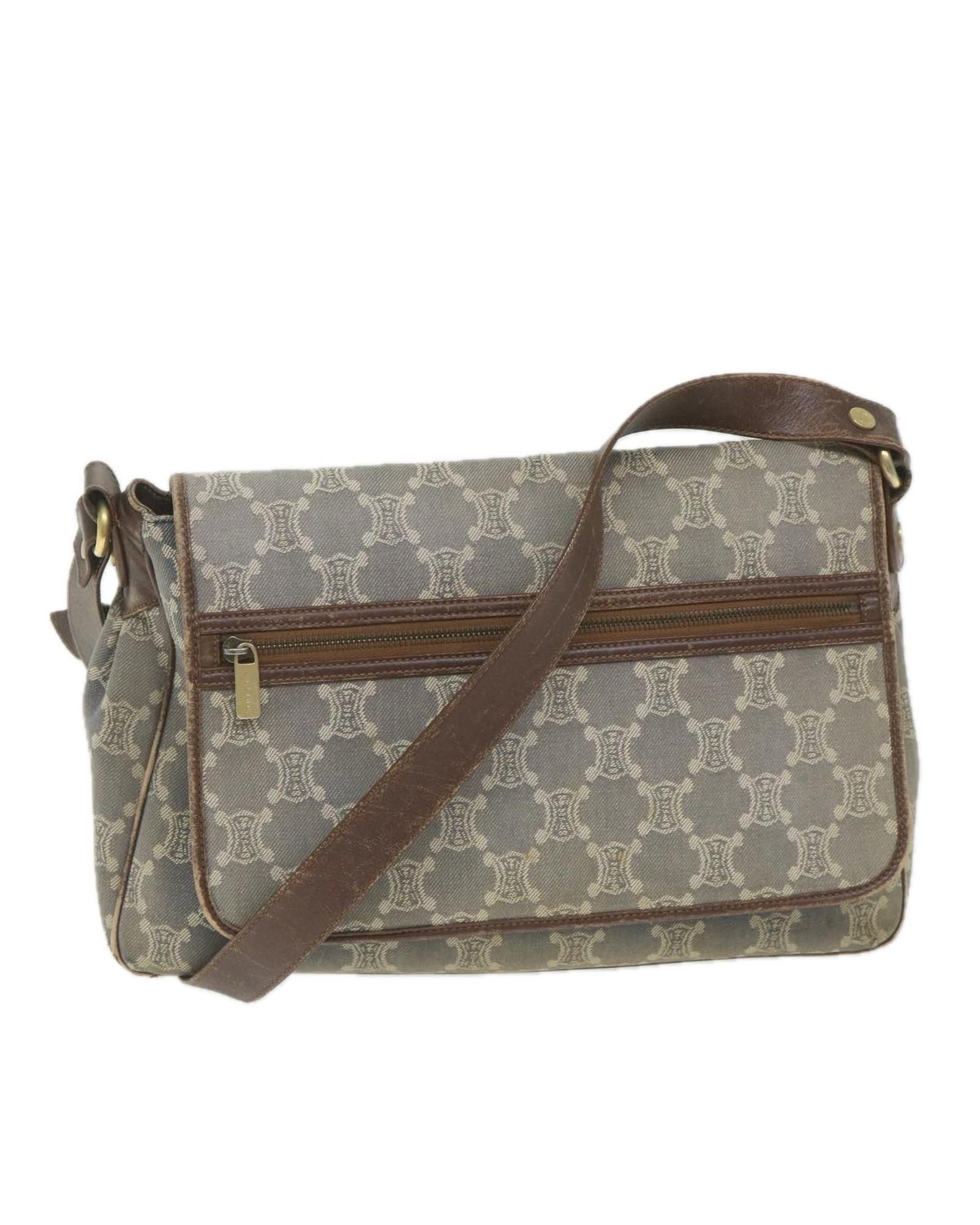 image of Blue Macadam Canvas Shoulder Bag - Celine, Women's
