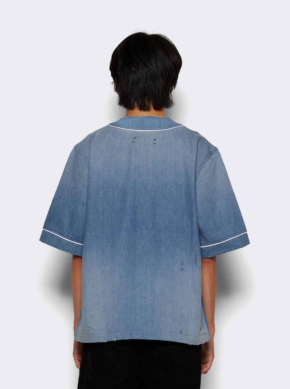 Amiri o1mle0426 Amiri Sunfaded Baseball Shirt in Indigo Blue Size US L / EU 52-54 / 3 - 5 Thumbnail