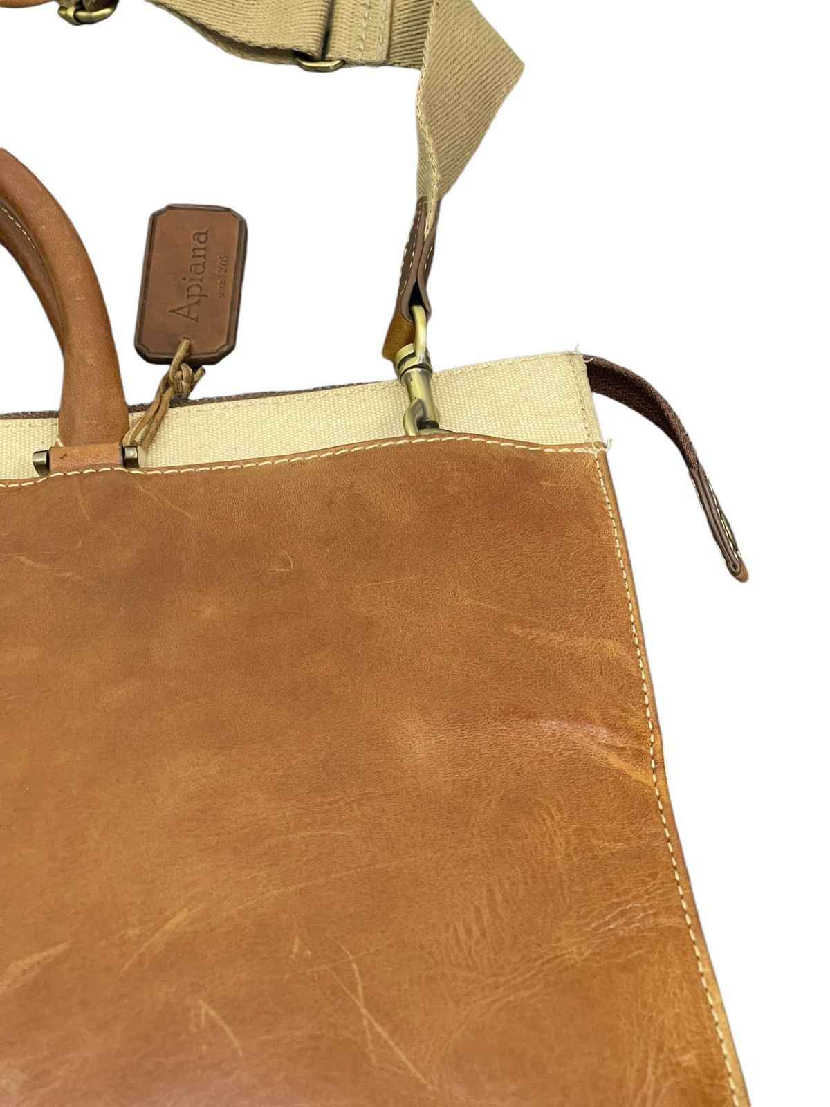 Leather Leather Cotton Canvas Apiana Office Bag 9🟩 Size ONE SIZE - 7 Thumbnail