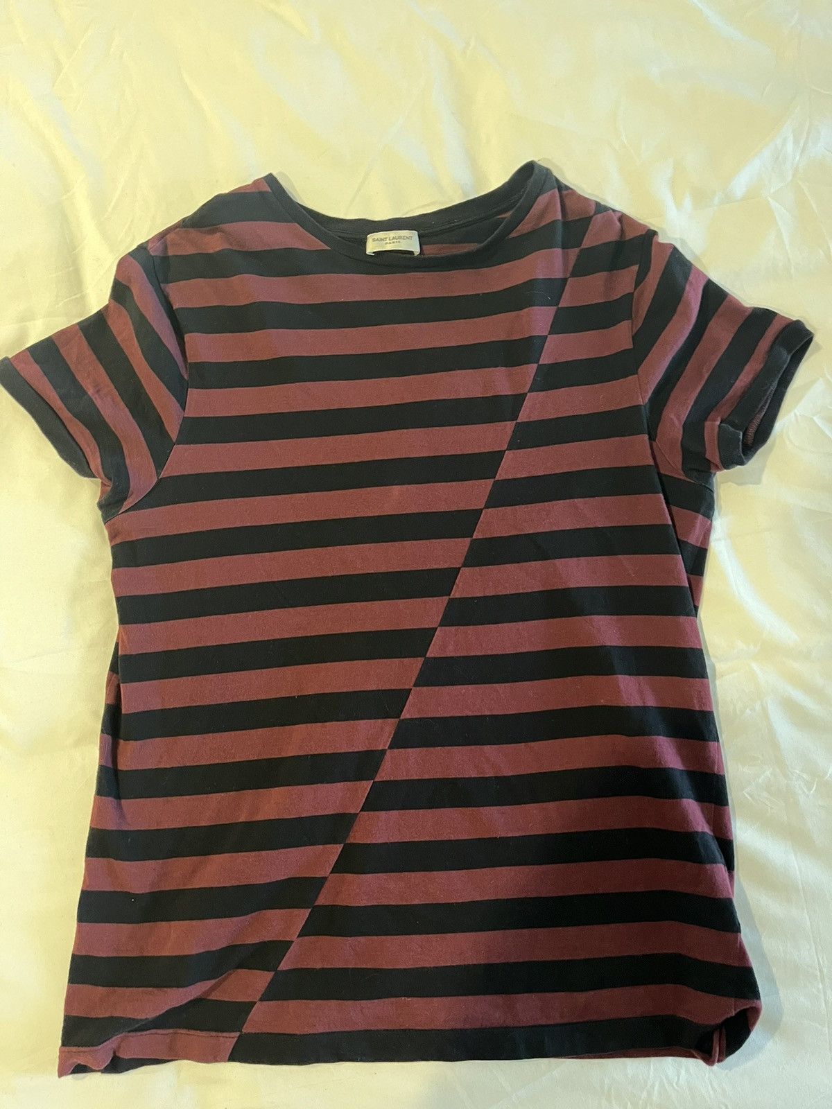image of Saint Laurent Paris Striped Shirt in Blue, Men's (Size Medium)