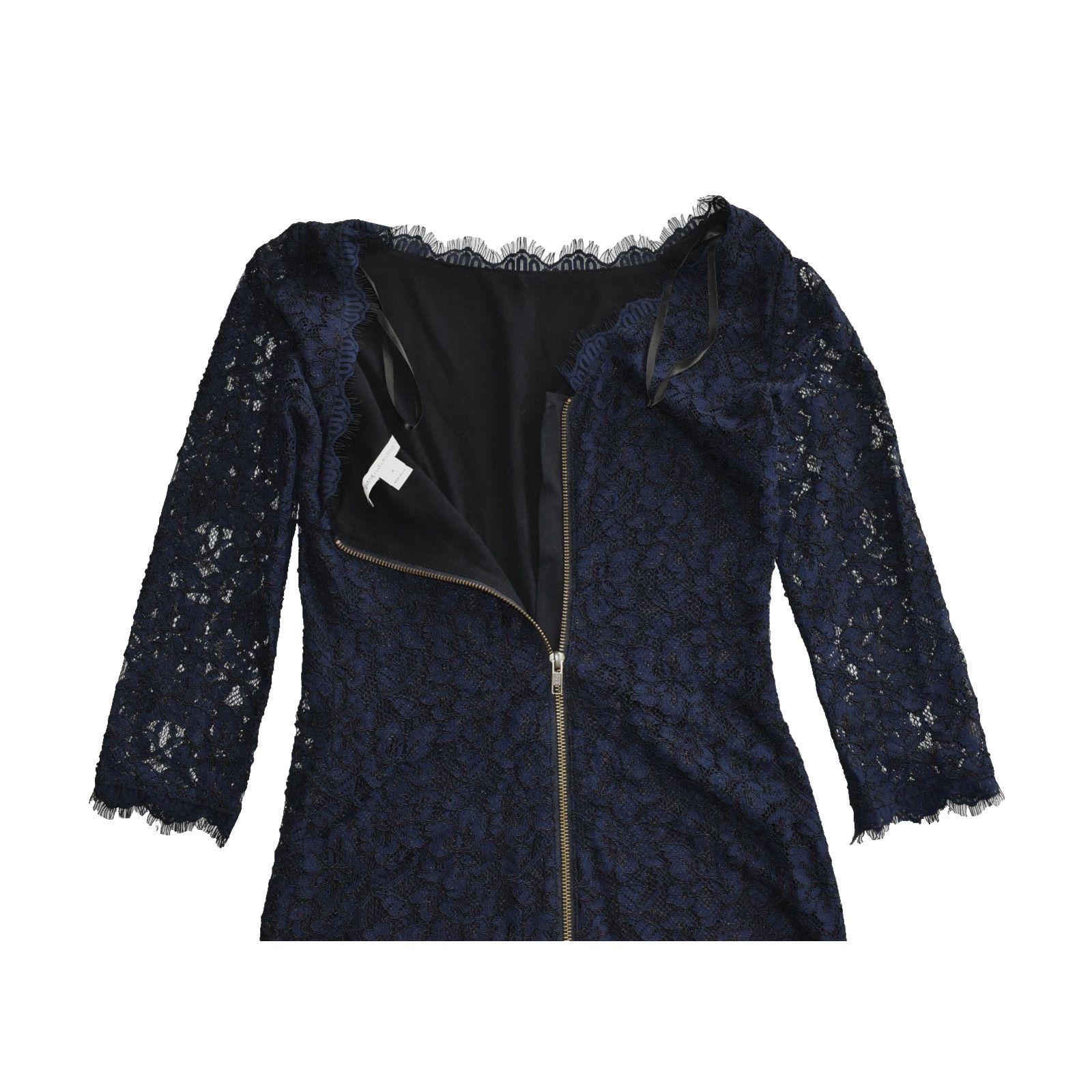 Diane von Furstenberg DIANE VON FURSTENBERG Zarita Lace Scallop Neckline Dress 4 Size S / US 4 / IT 40 - 4 Thumbnail