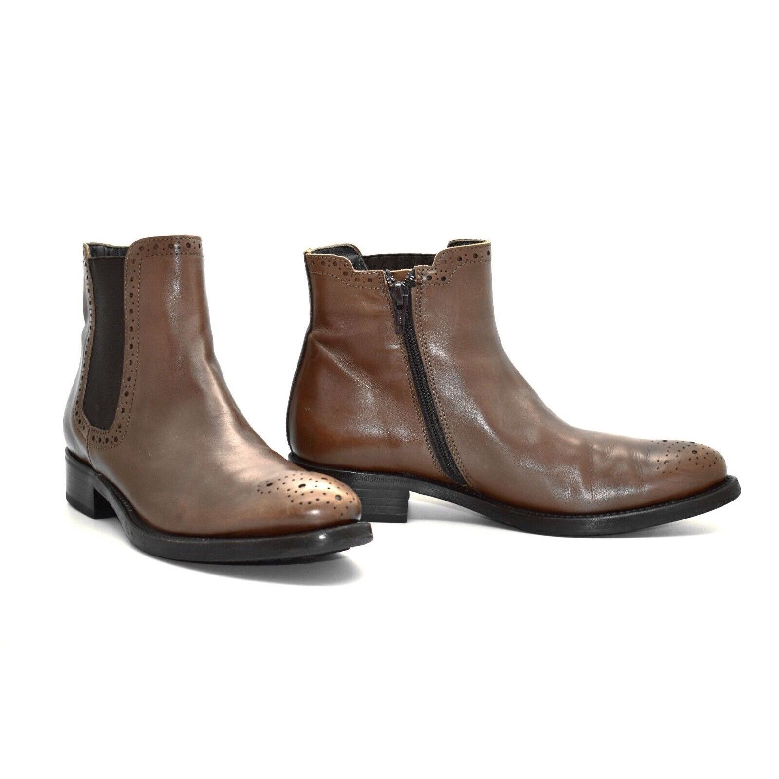 AGL AGL ATTILIO GIUSTI LEOMBRUNI Brown Leather Chelsea Boots 37 Size US 7 / IT 37 - 1 Thumbnail