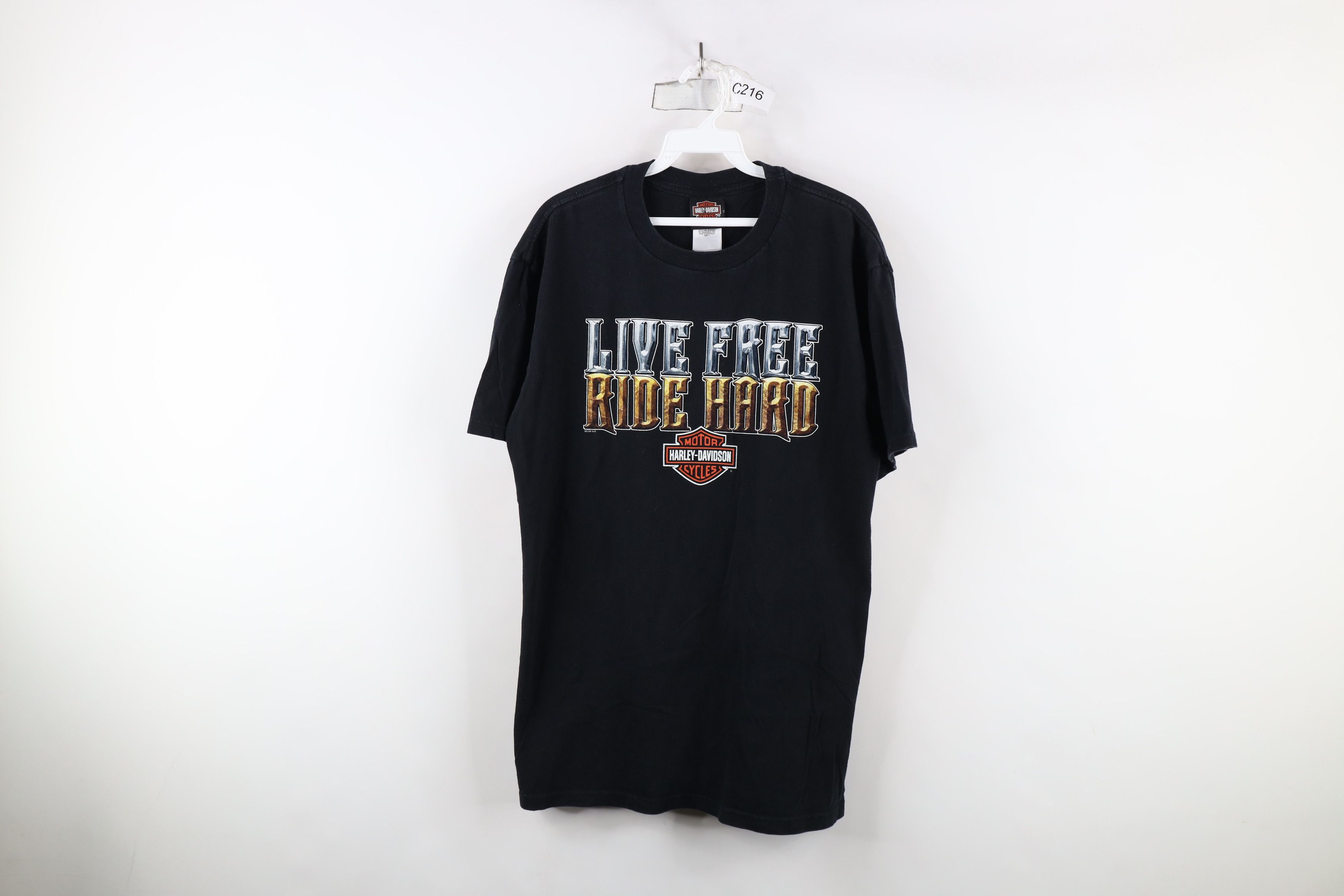 Harley Davidson × Vintage Vintage Y2K Harley Davidson Spell Out Boston T-Shirt Black Size US L / EU 52-54 / 3 - 1 Thumbnail
