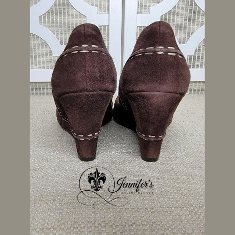 Cole Haan Cole Haan Women's Dark Brown Trina Suede Wedges Size US 6.5 / IT 36.5 - 6 Thumbnail