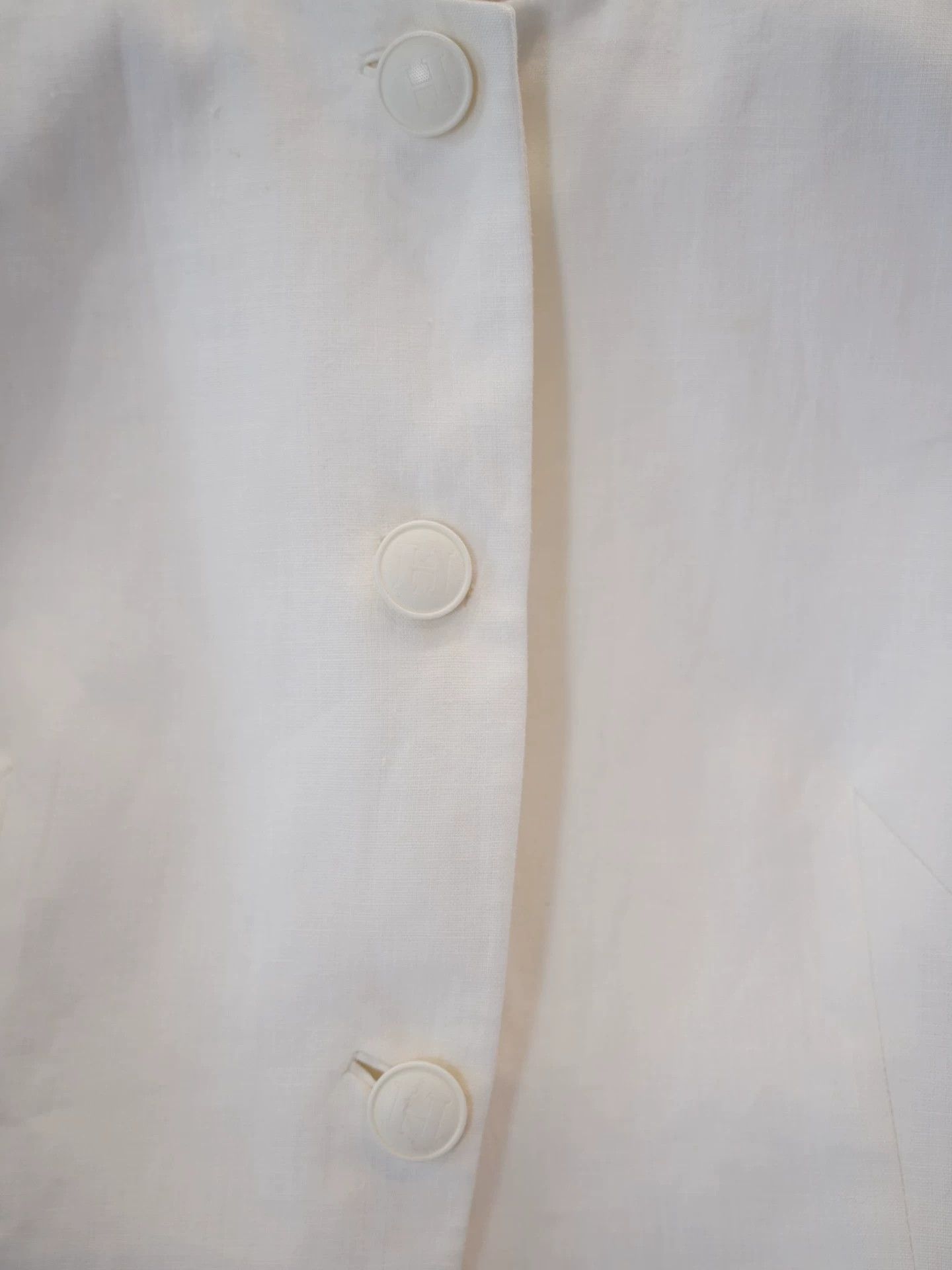 Hermes Hermes Vtg White Linen Crew Neck 3-Button Blazer Size M / US 6-8 / IT 42-44 - 7 Thumbnail
