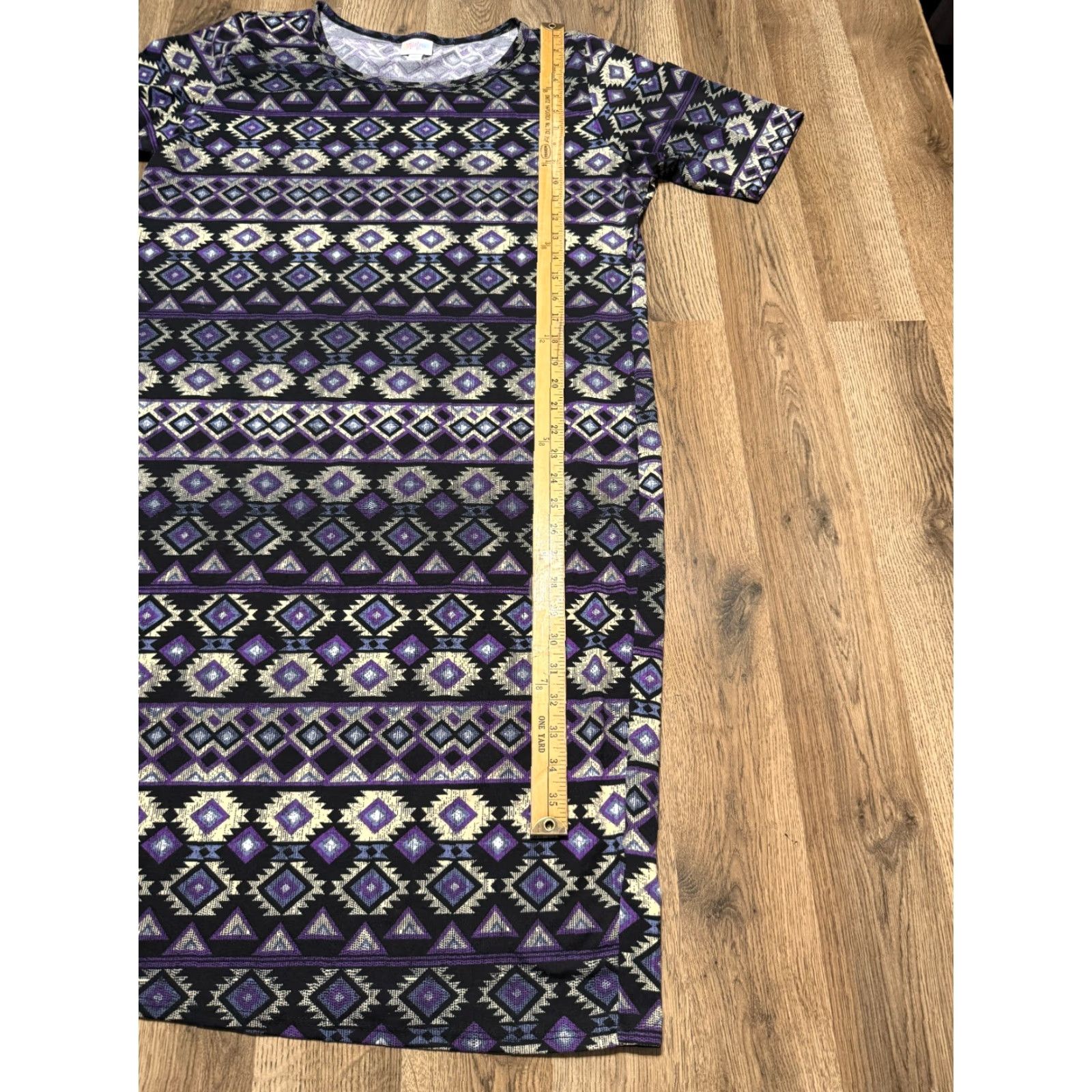 Vintage LulaRoe Dress Women's 3XL Short Sleeve Purple Black White Geo Print Shirt Dress Adult Plus Size Womens Menus? Size 40" / US 18 - 5 Thumbnail