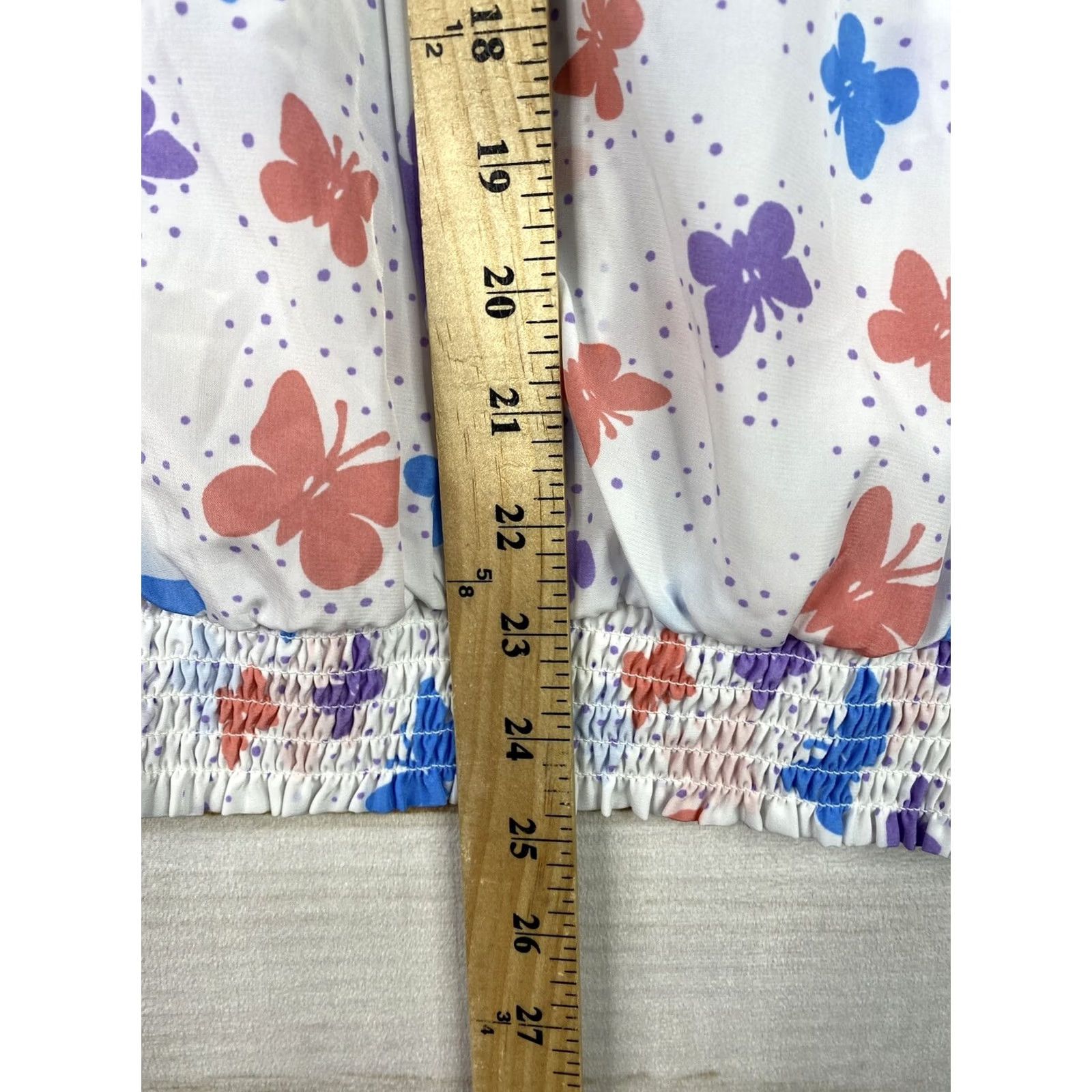 Vintage Bend Over White Blouse Womens 16 3/4 Sleeve Sheer Chiffon Elastic Waist Polyester Animal Print Casual Shirt Size XXL / US 16-18 / IT 52-54 - 7 Thumbnail
