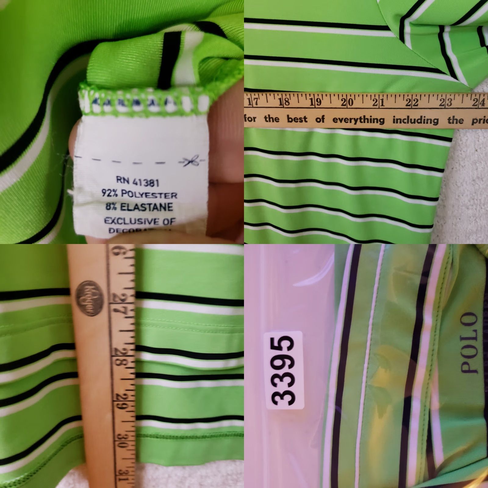 Polo Ralph Lauren Polo Ralph Lauren Performance Polo Men's L Bright Green Blue Striped Golf Shirt Size US L / EU 52-54 / 3 - 9 Thumbnail