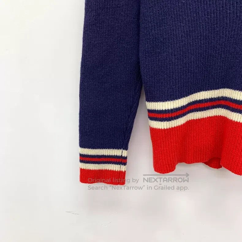 Gucci Gucci Dark blue striped wool V-neck long-sleeved knitwear Size M / US 6-8 / IT 42-44 - 4 Thumbnail
