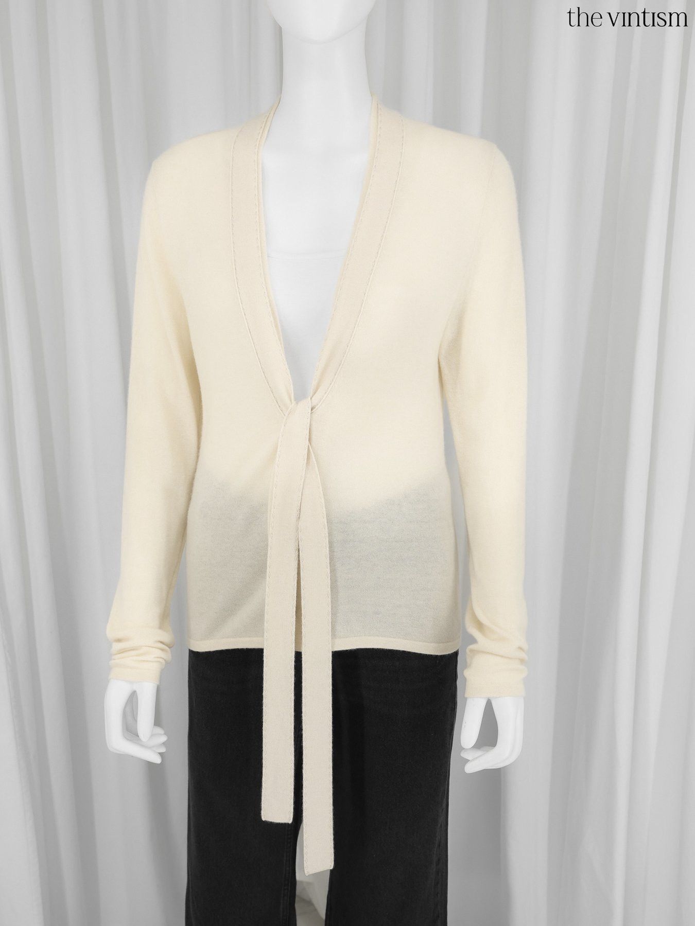 Escada Escada Ecru Ivory Pure Cashmere Knit Cardigan Sweater Size S / US 4 / IT 40 - 3 Thumbnail