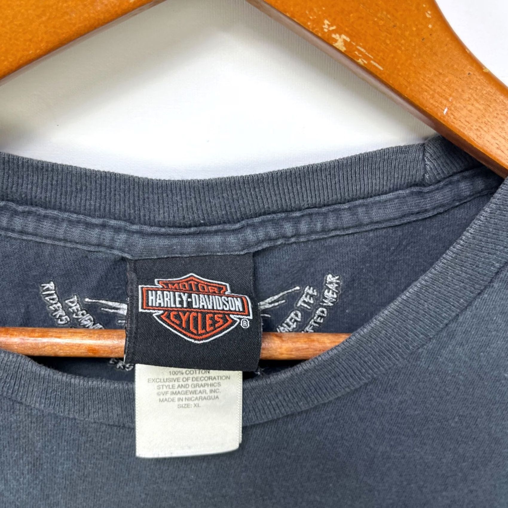 Harley Davidson VINTAGE Harley-Davidson T-Shirt XL Black Pockets 90s Mens Size US XL / EU 56 / 4 - 4 Thumbnail