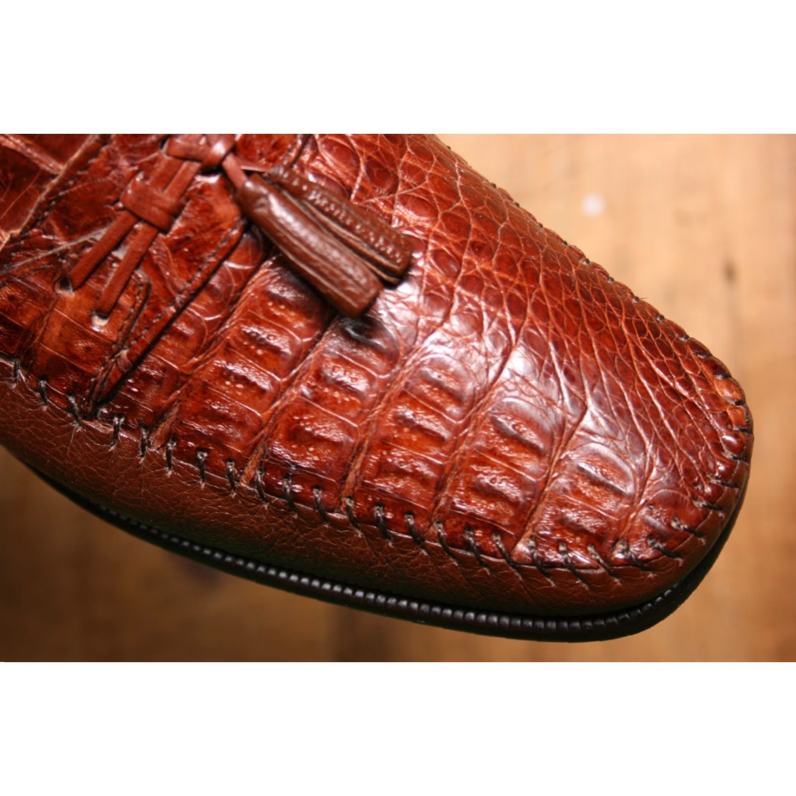 Vintage Brass Boot Dress Loafer M Slip On Cognac Leather Tassel Brown 13M Men Shoes Size US 13 / EU 46 - 7 Thumbnail